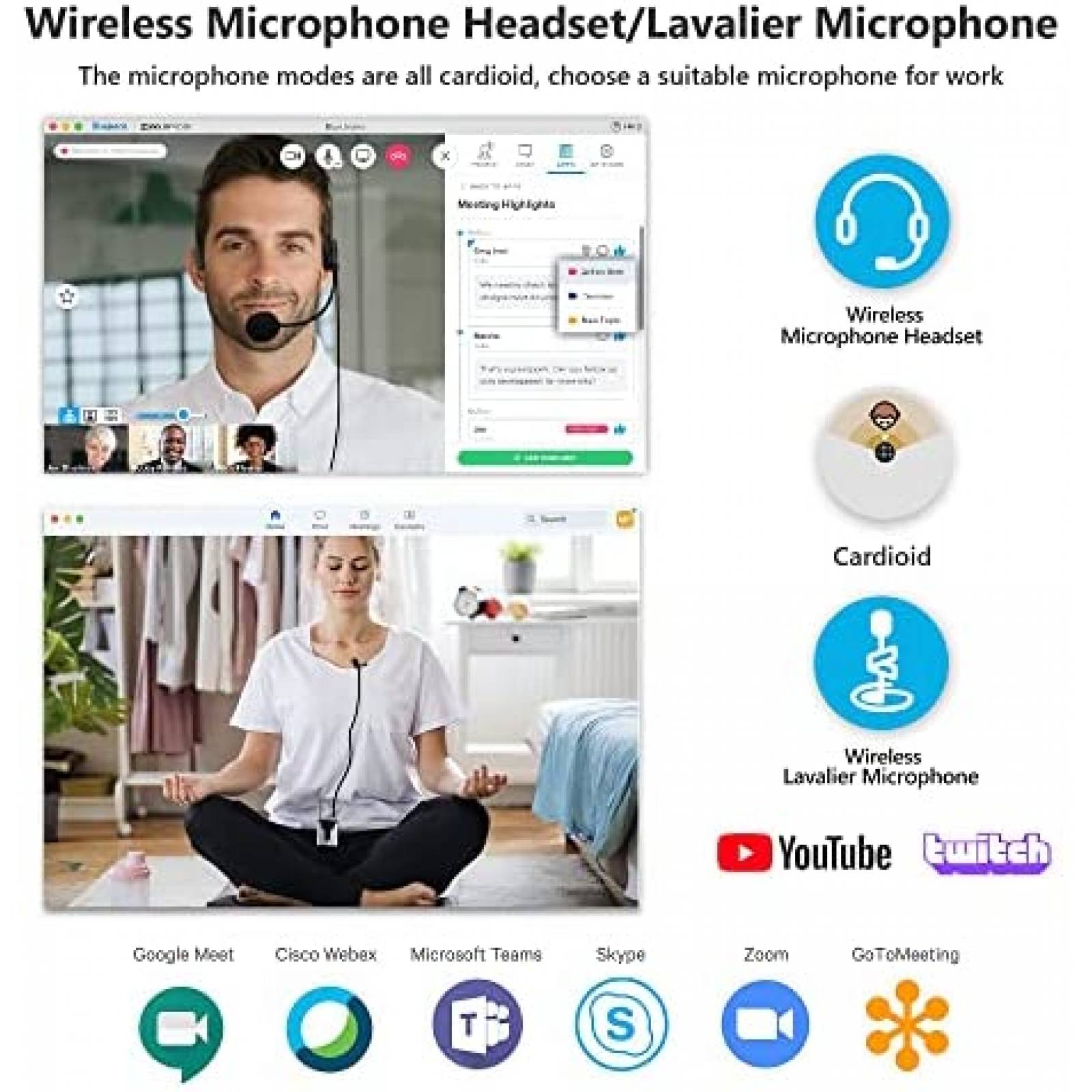 Microfono Lavalier Inalambrico Bietrun de 8H USB -Plata