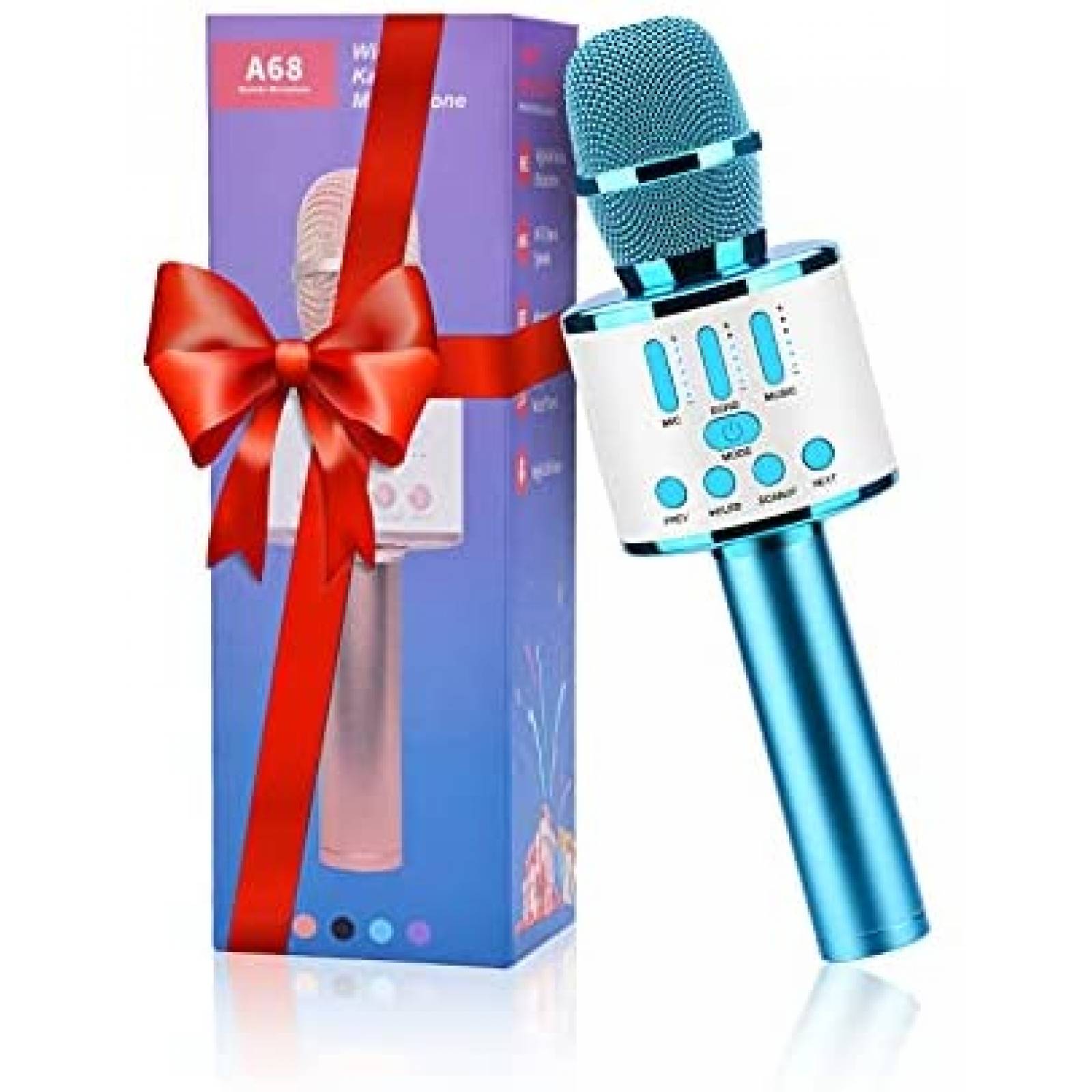 MIcrofono Bluetooth FISHOAKY de Karaoke para Nios -Azul