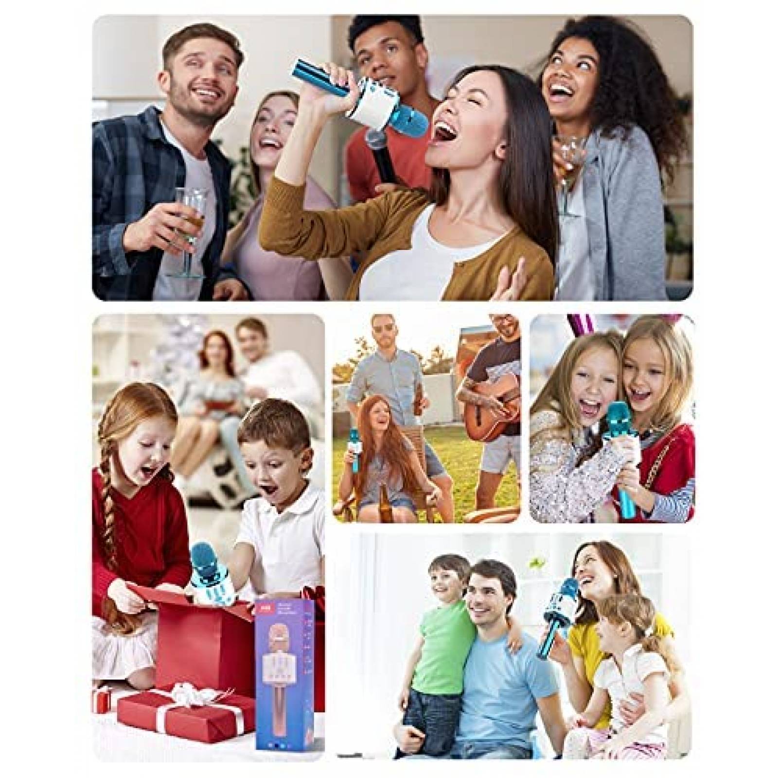 MIcrofono Bluetooth FISHOAKY de Karaoke para Nios -Azul