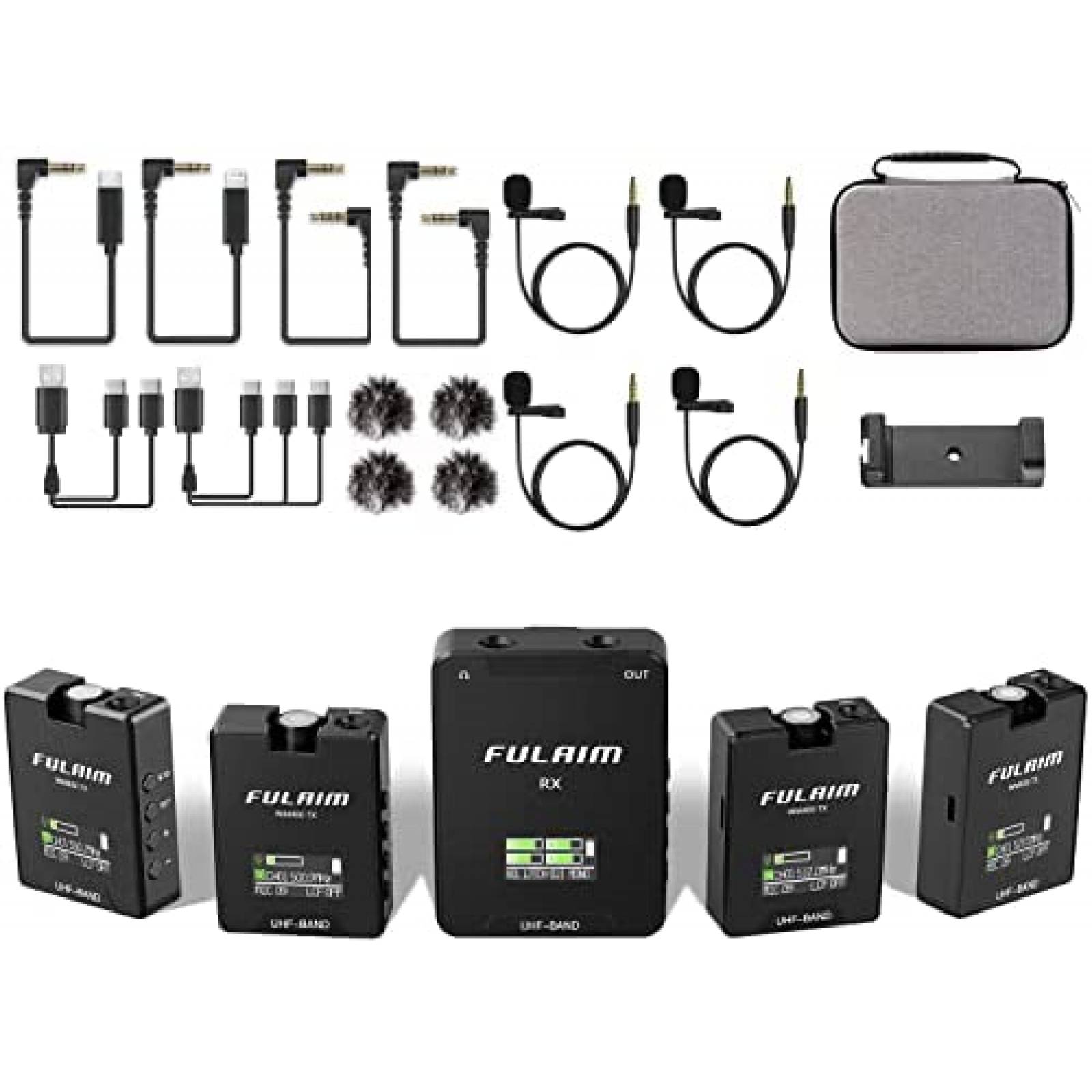 Sistema de microfono FULAIM WM400 UHF inalambrico Lavalier