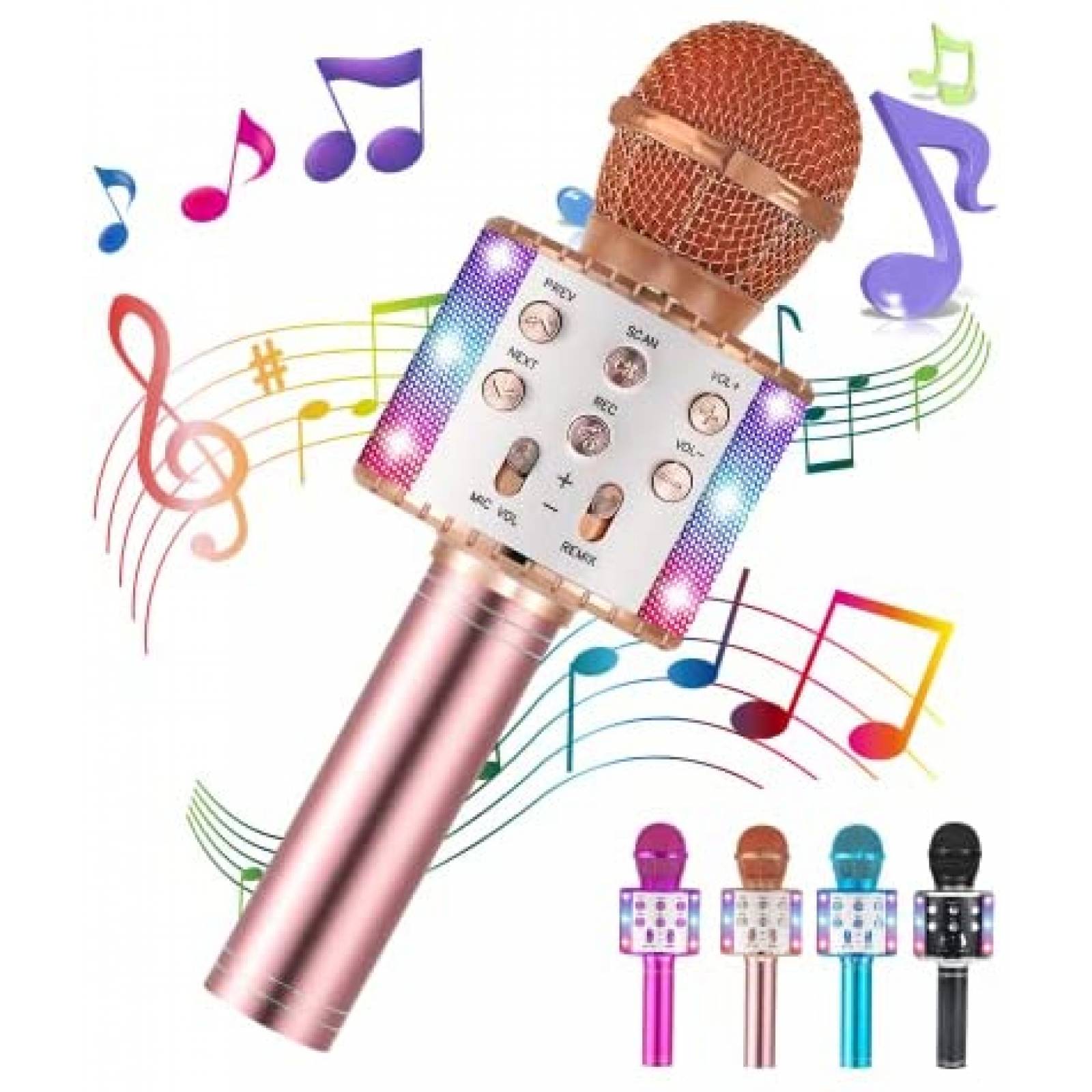 Microfono de karaoke Geronmine 5en1 para fiesta -Rosa