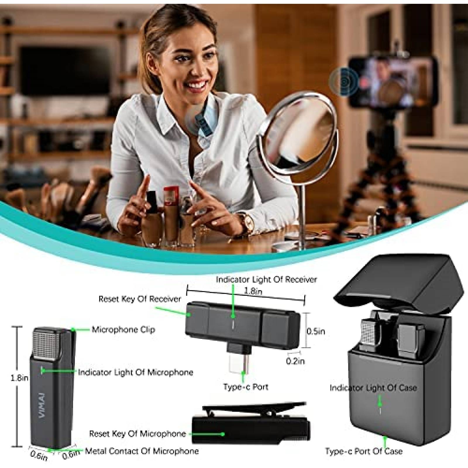 Microfono para celular USB C Meet Romance 80KHz -Negro