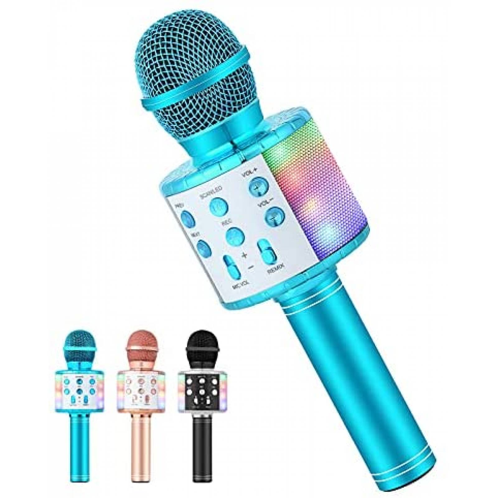 Microfono Inalambrico Milerong 5 en 1 para Nios -Celeste