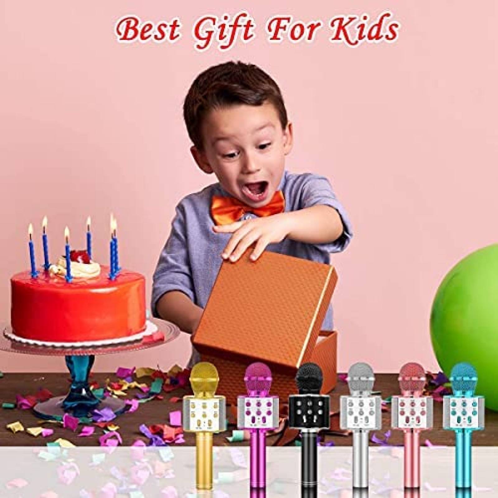 Microfono Inalambrico Milerong 5 en 1 para Nios -Celeste