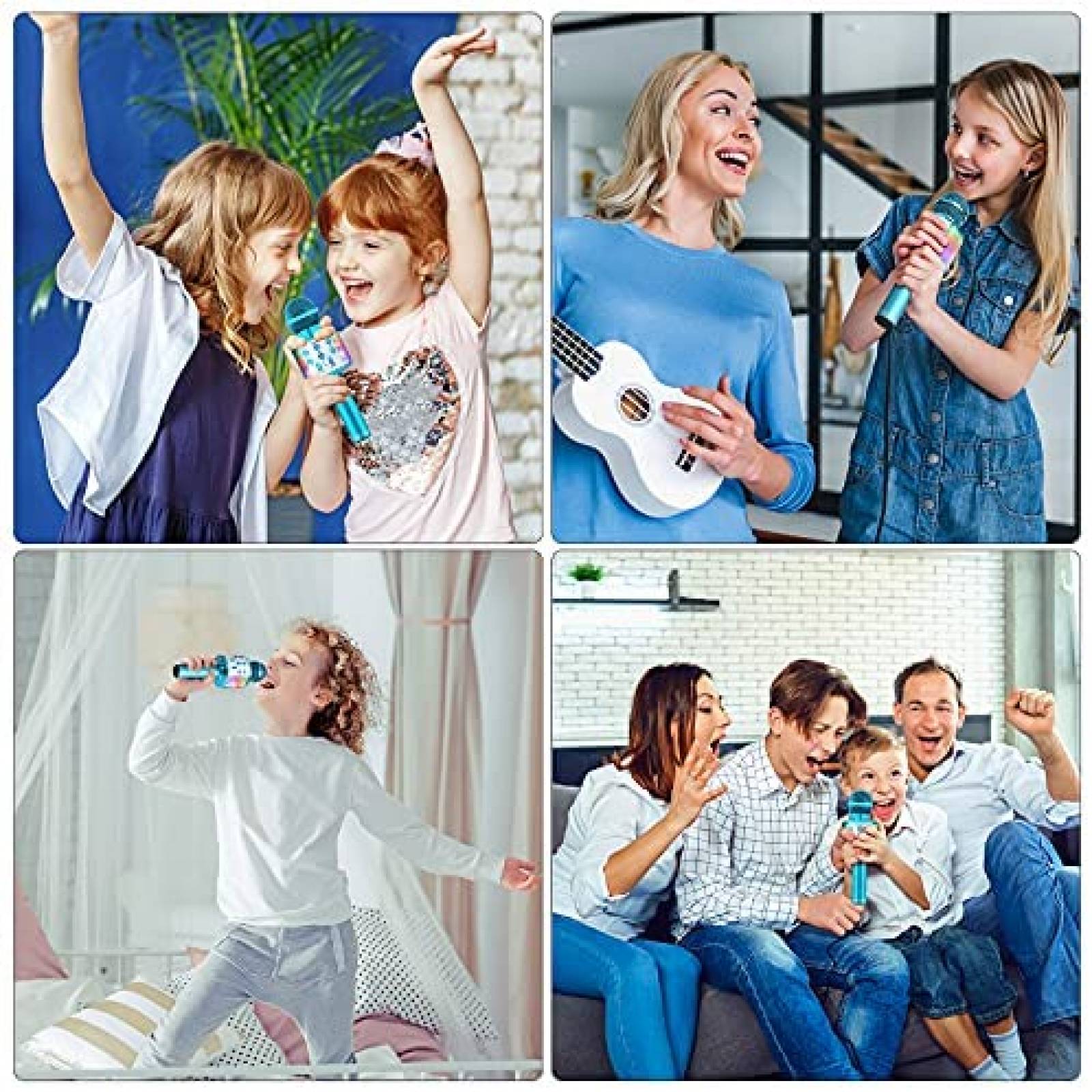 Microfono Inalambrico Milerong 5 en 1 para Nios -Celeste