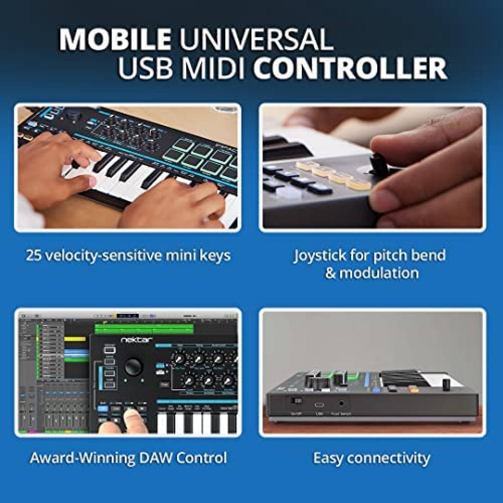 Teclado Musical Nektar Impact LX MINI de 25 Notas -Negro