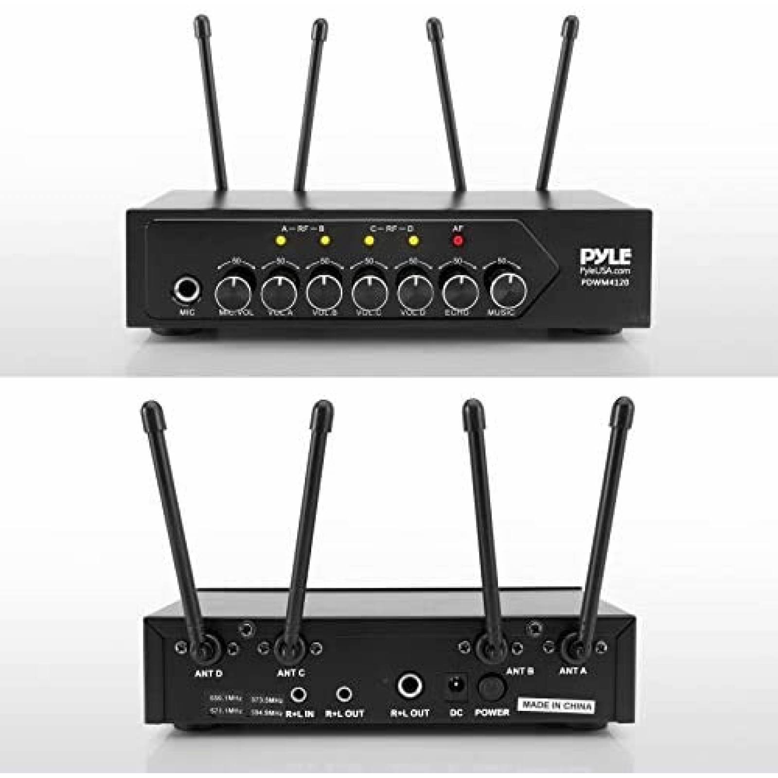 Microfonos Pyle PDWM4120 4Uds 50 Canales con Receptor -Negro