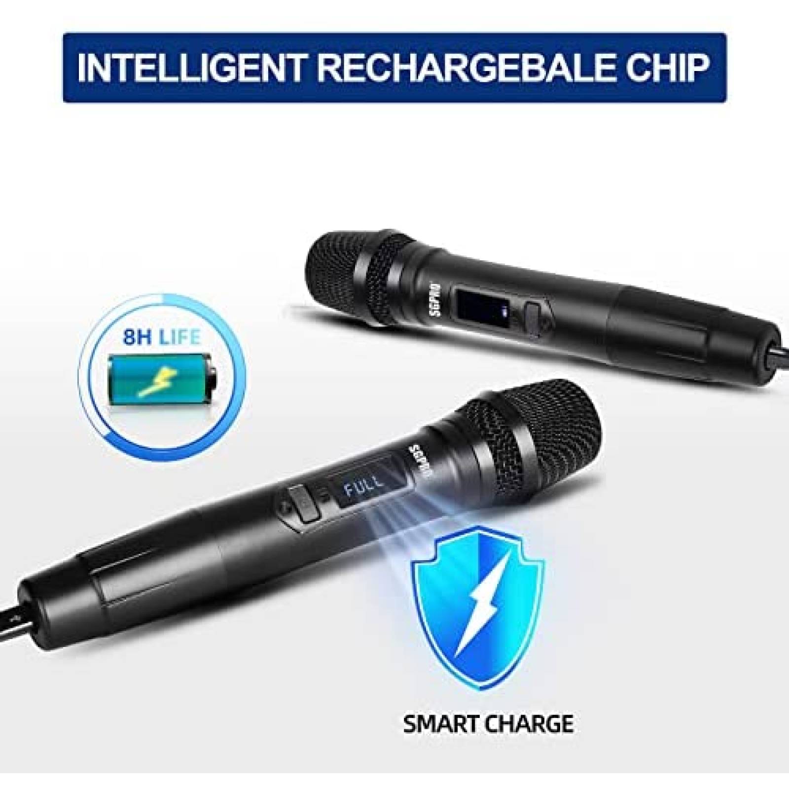 Microfono para karaoke SGPRO 8hrs con receptor -Negro