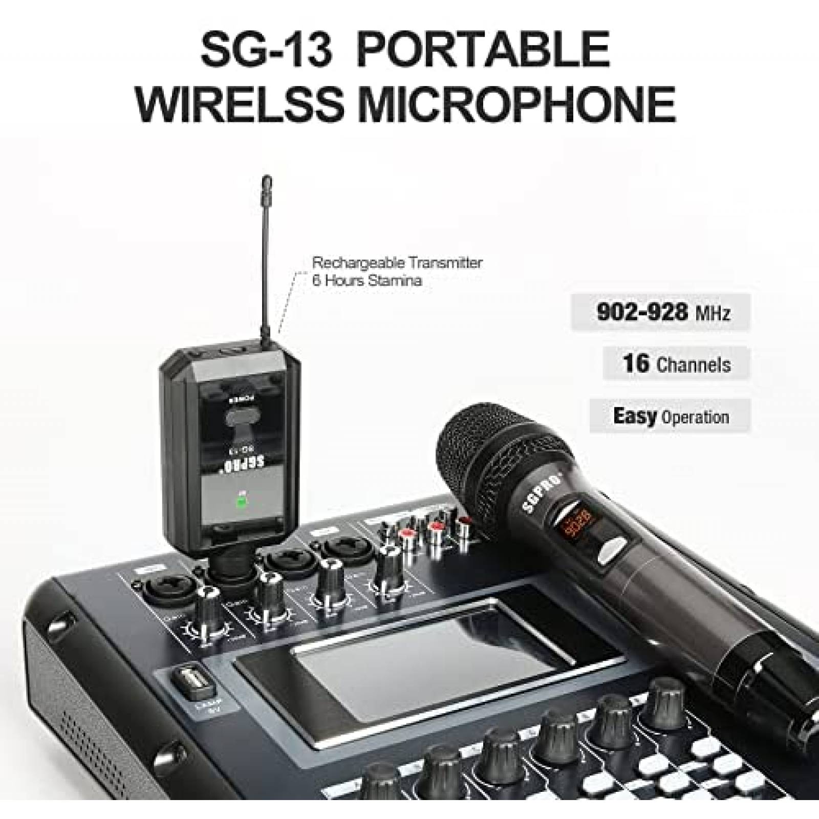 Microfono inalambrico con receptor SGPRO 3.5 mm -Negro