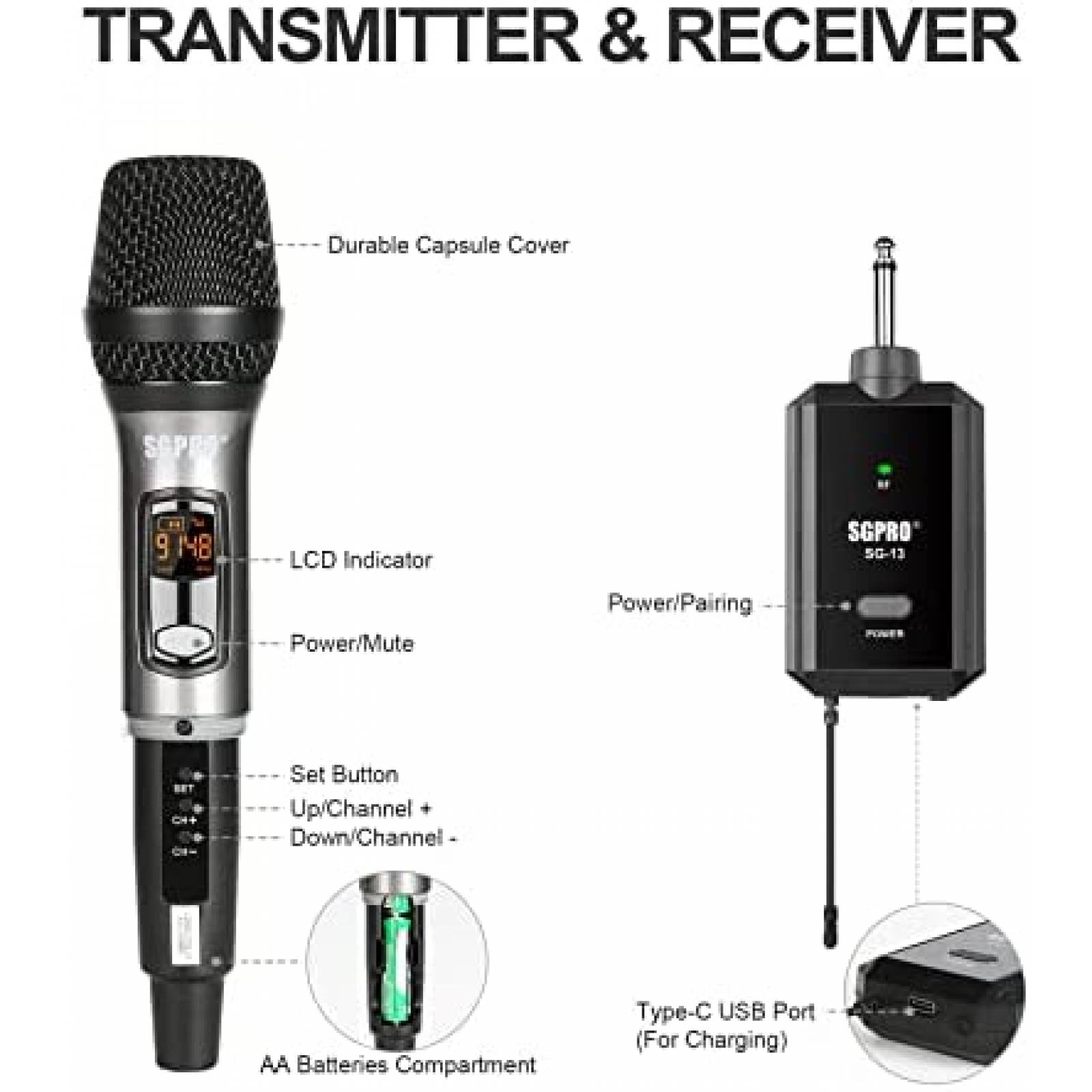 Microfono inalambrico con receptor SGPRO 3.5 mm -Negro