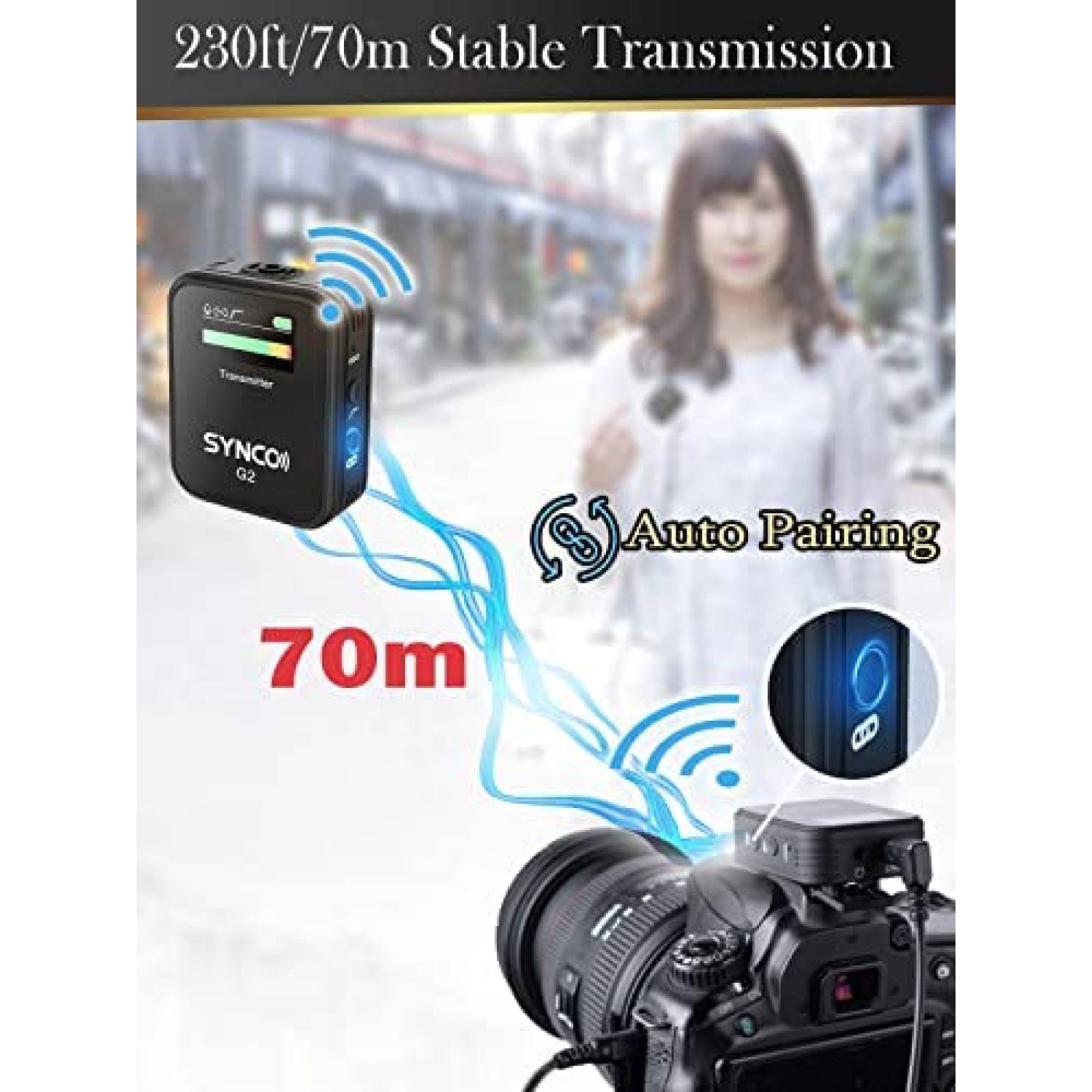 Microfono SYNCO G2 De Solapa Inalambrico Trasmisor/Receptor