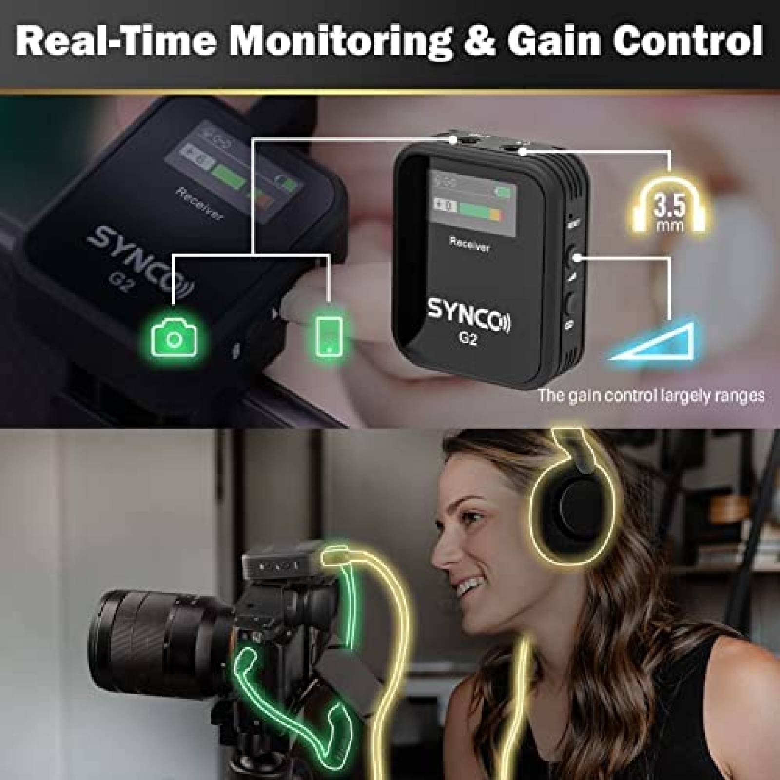 Microfono SYNCO G2 De Solapa Inalambrico Trasmisor/Receptor