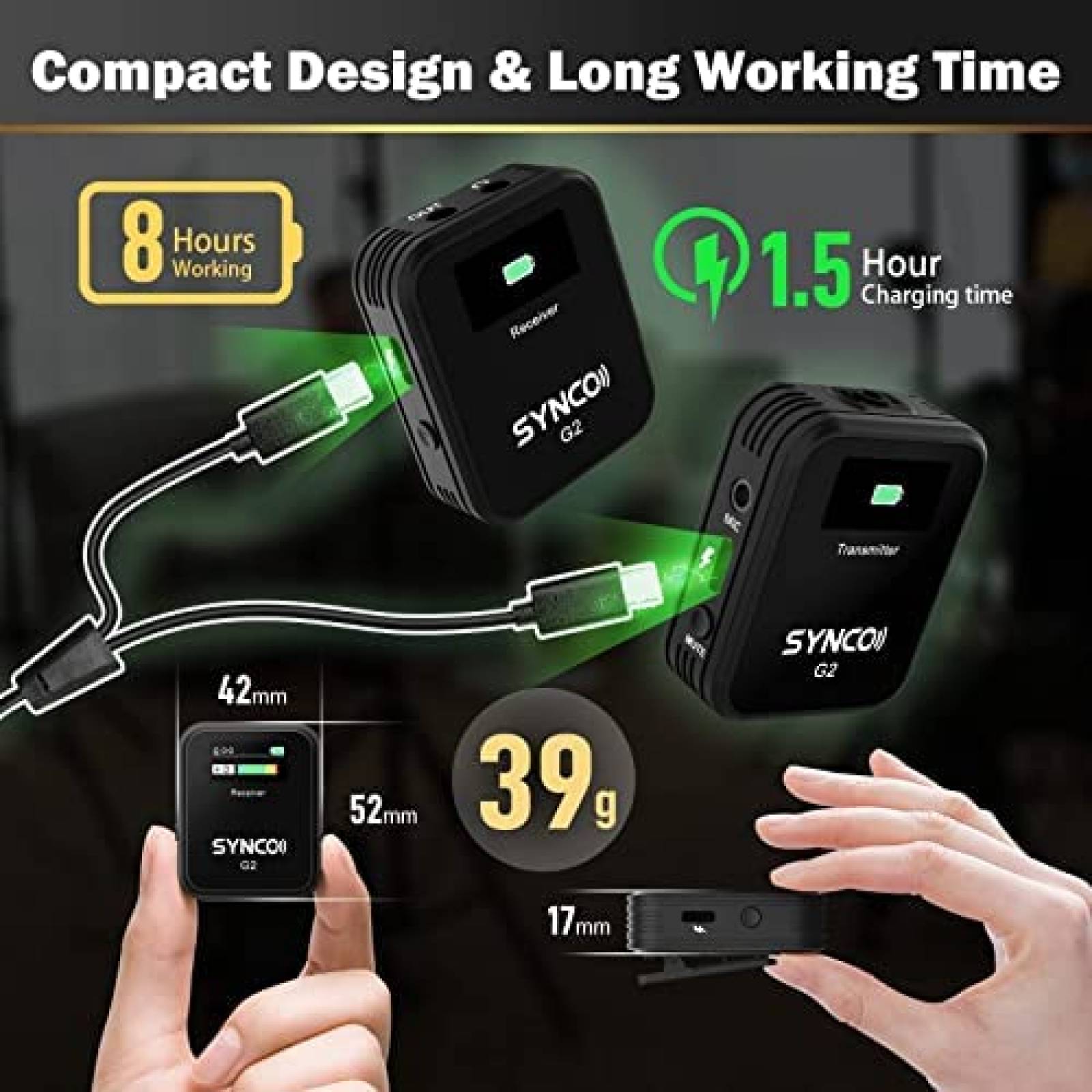 Microfono SYNCO G2 De Solapa Inalambrico Trasmisor/Receptor