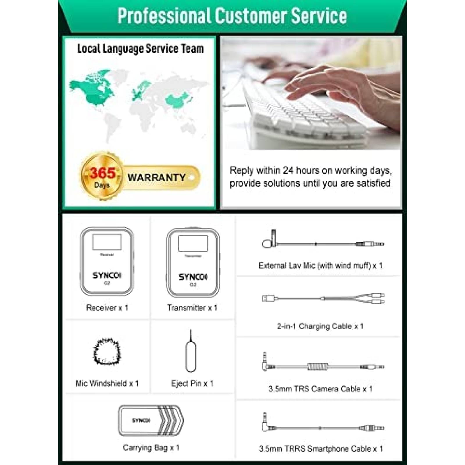 Microfono SYNCO G2 De Solapa Inalambrico Trasmisor/Receptor
