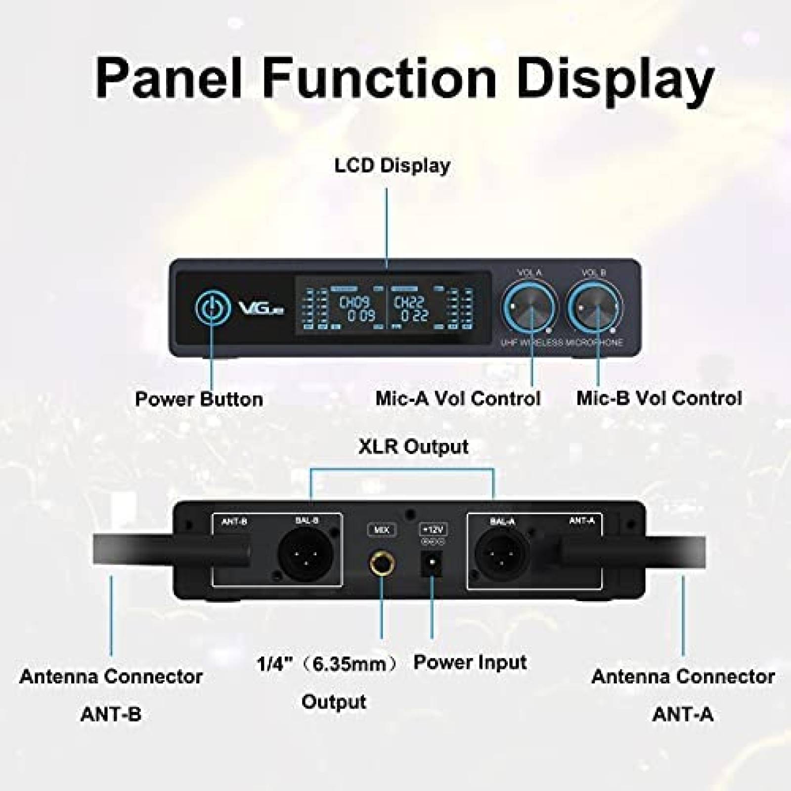 Microfonos VeGue VW-022 Inalambricos con Conector XLR -Negro