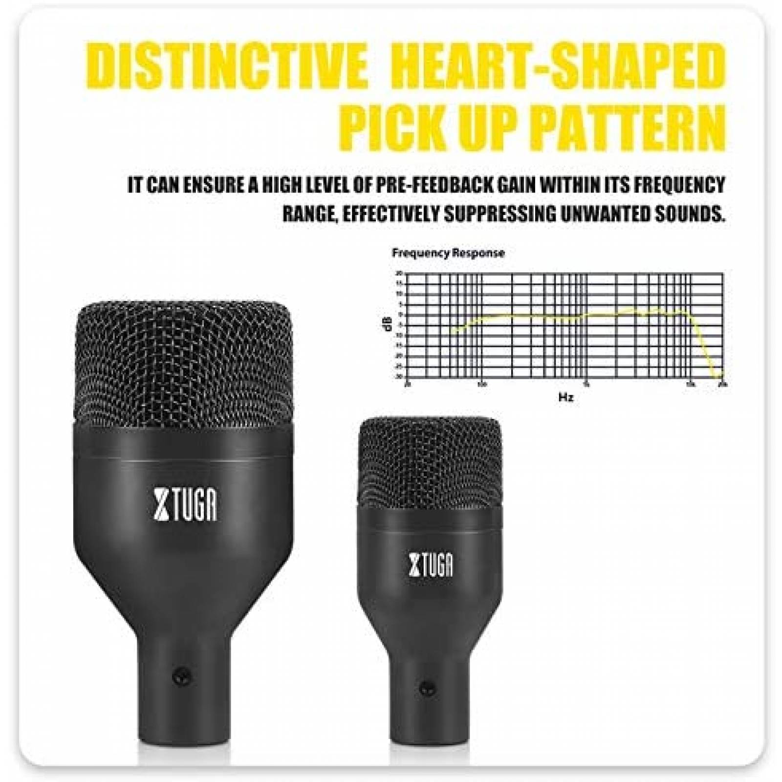 Microfono XTUGA DI7 Dinamico 7 Pzs Cable 16.5ft -Negro