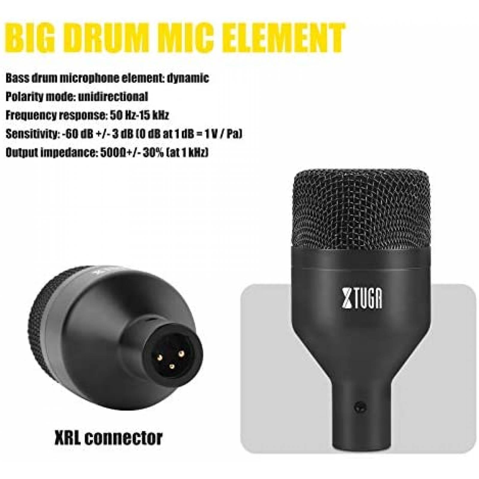 Microfono XTUGA DI7 Dinamico 7 Pzs Cable 16.5ft -Negro