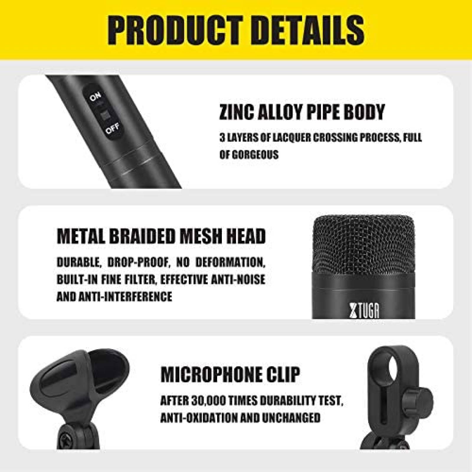 Microfono XTUGA DI7 Dinamico 7 Pzs Cable 16.5ft -Negro