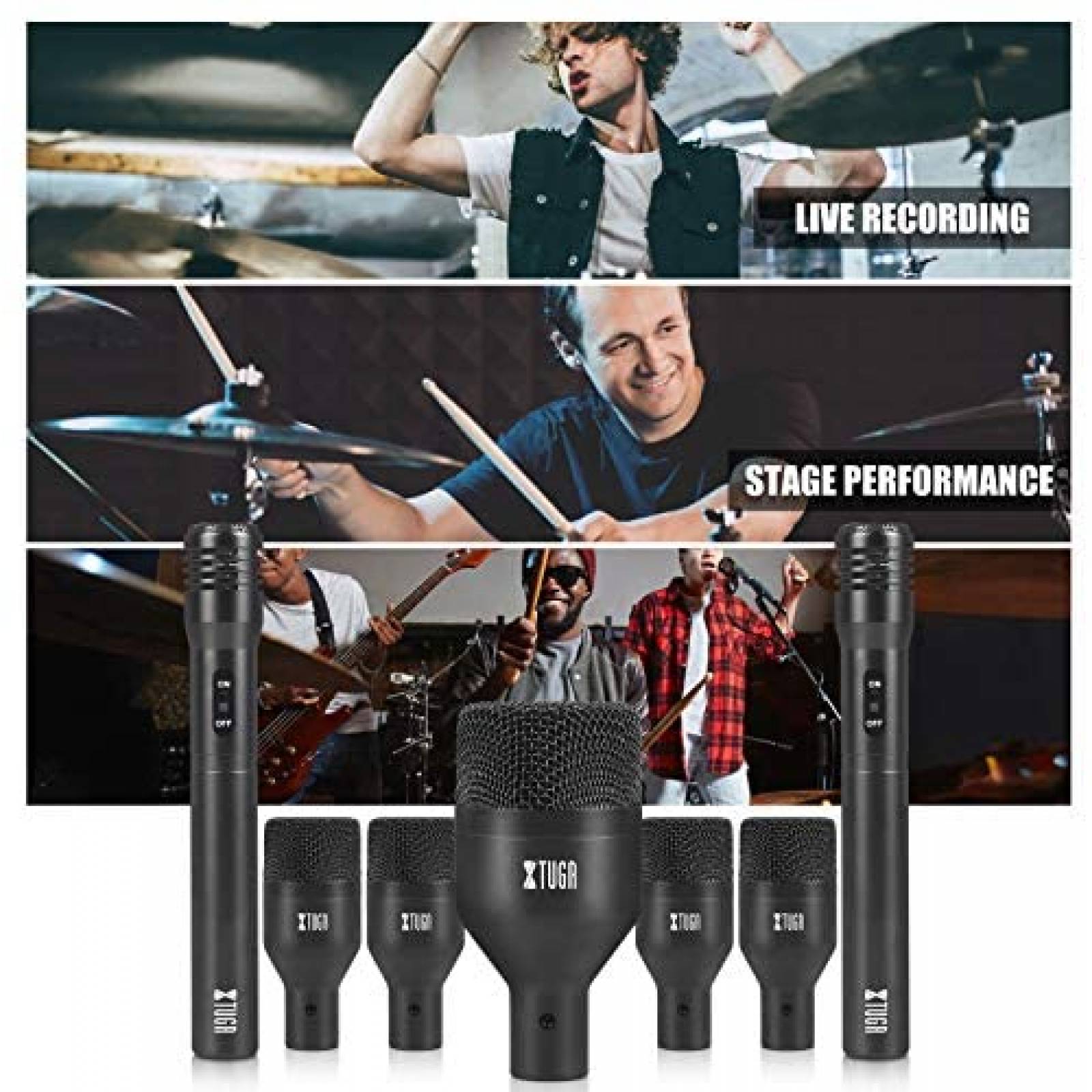 Microfono XTUGA DI7 Dinamico 7 Pzs Cable 16.5ft -Negro