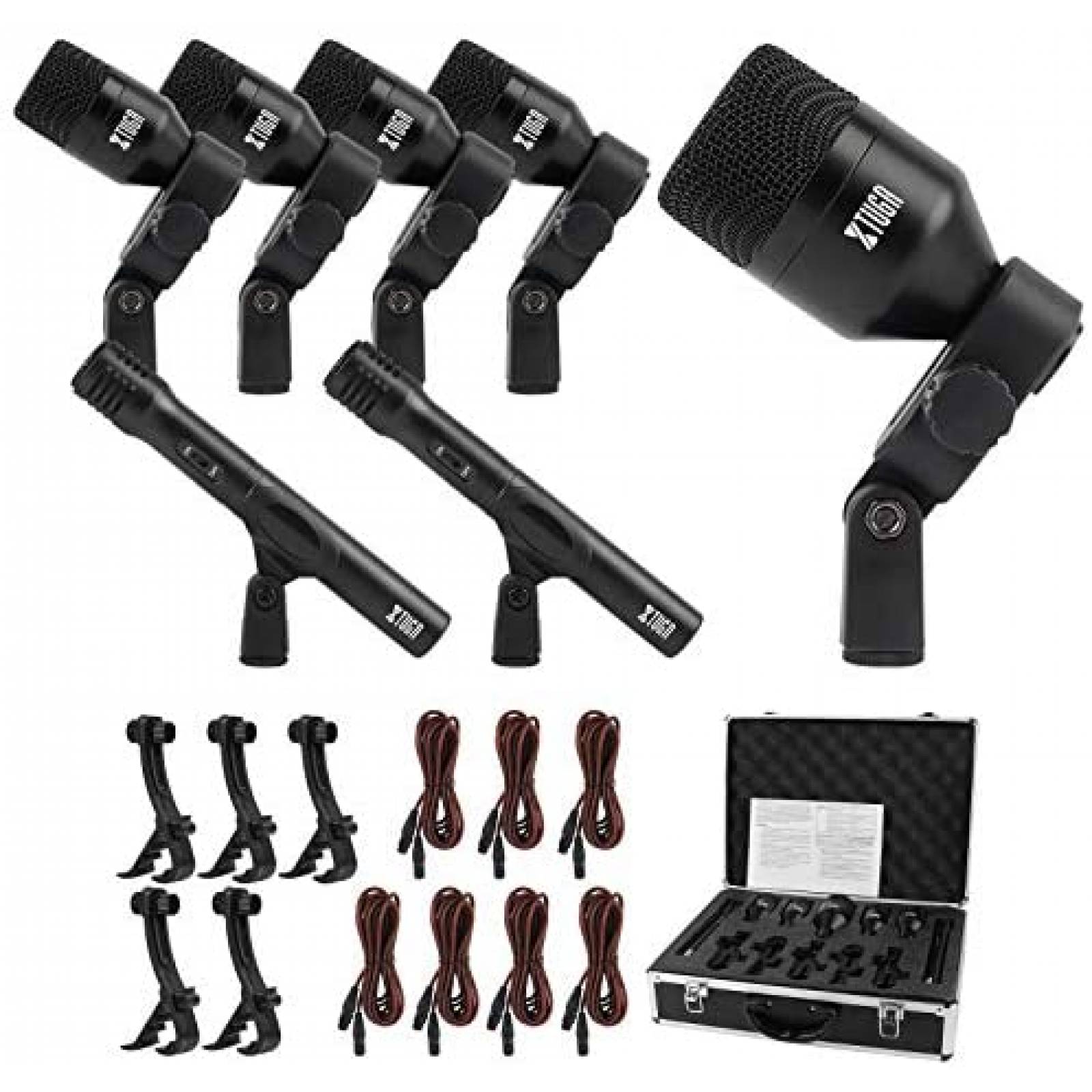 Microfono XTUGA DI7 Dinamico 7 Pzs Cable 16.5ft -Negro