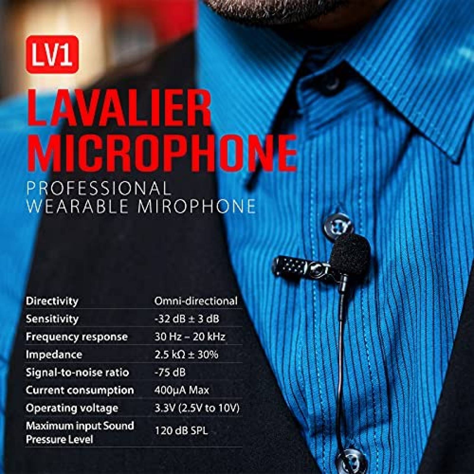 Microfono Lavalier Xvive Lv1 de Jack 3.5mm con Clip -Negro