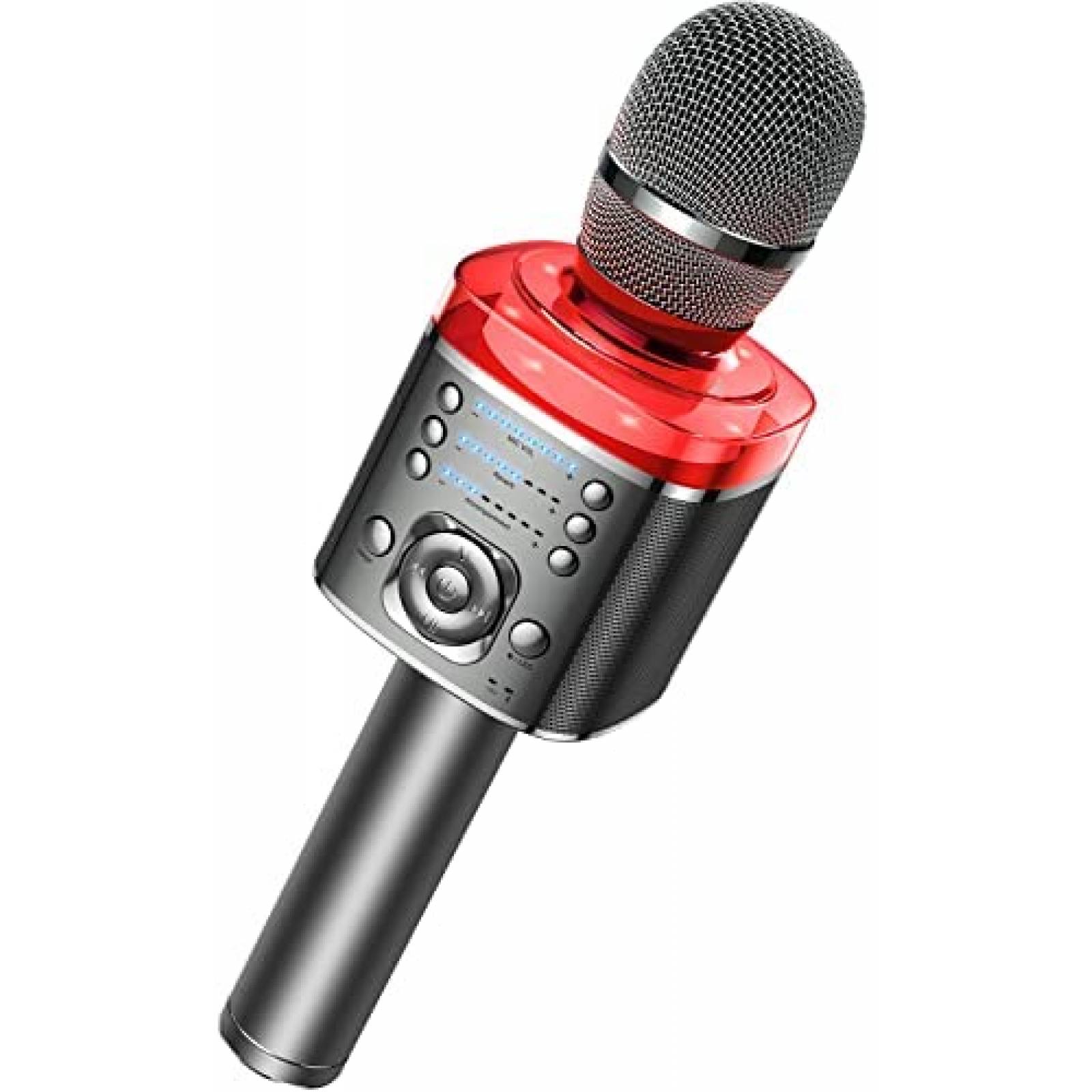 Microfono inalambrico para karaoke XZL con luz lED -Gris