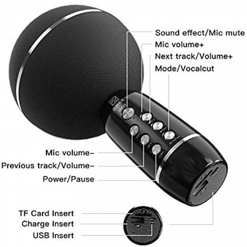 Microfono para karaoke ZREE inalambrico con bocina -Rosa