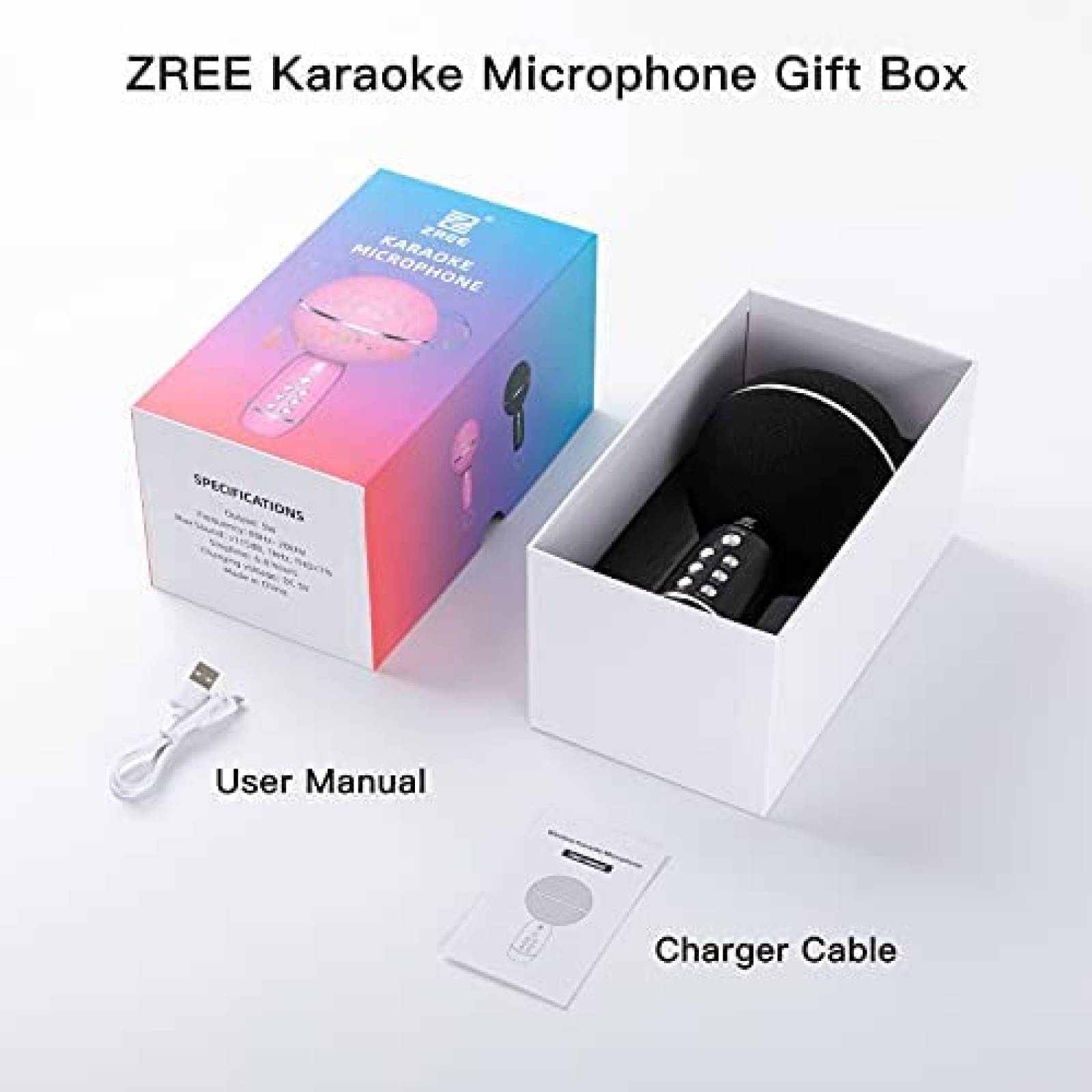 Microfono para karaoke ZREE inalambrico con bocina -Rosa