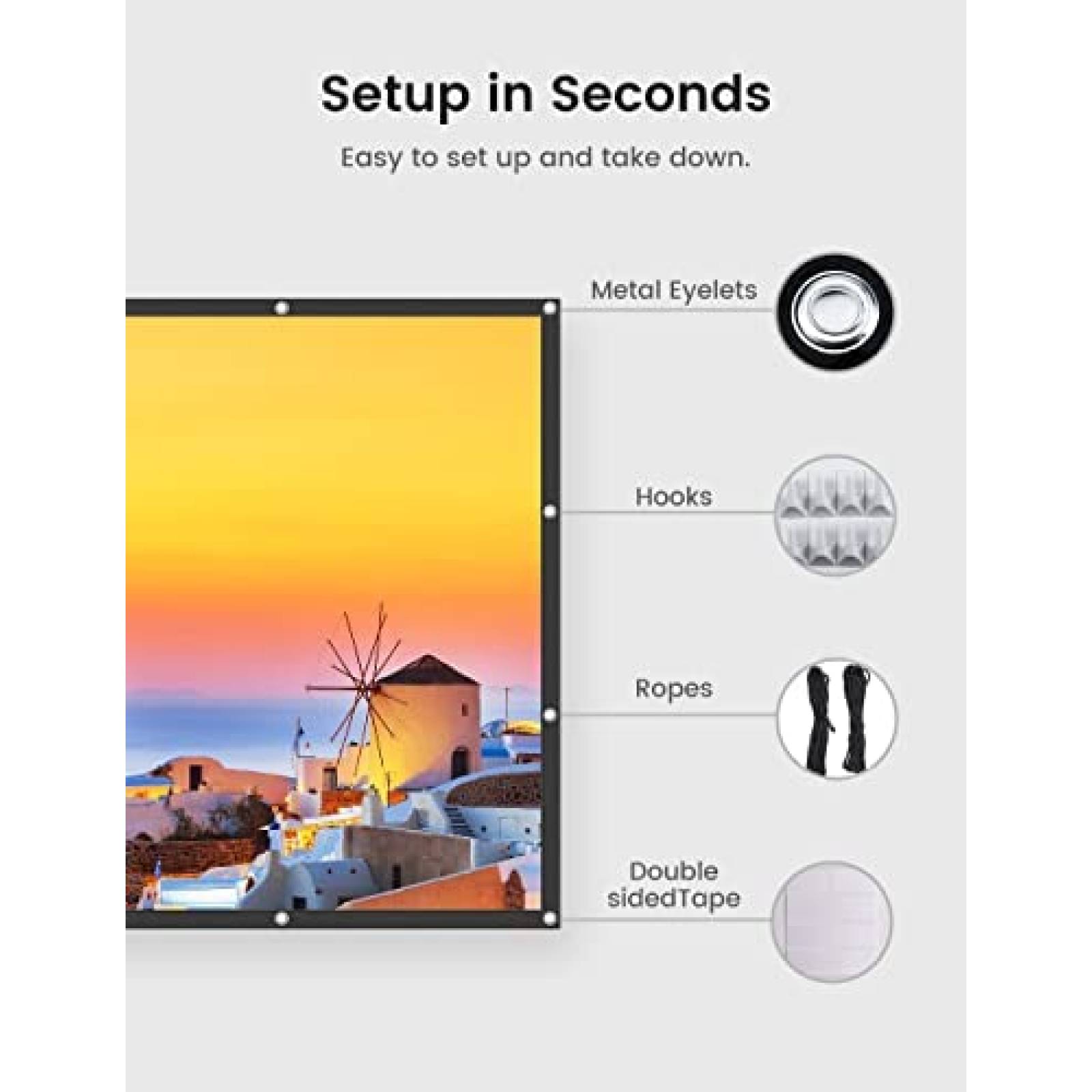 Pantalla De Proyector Anpiu 120'' 16:9 4K HD -Blanco