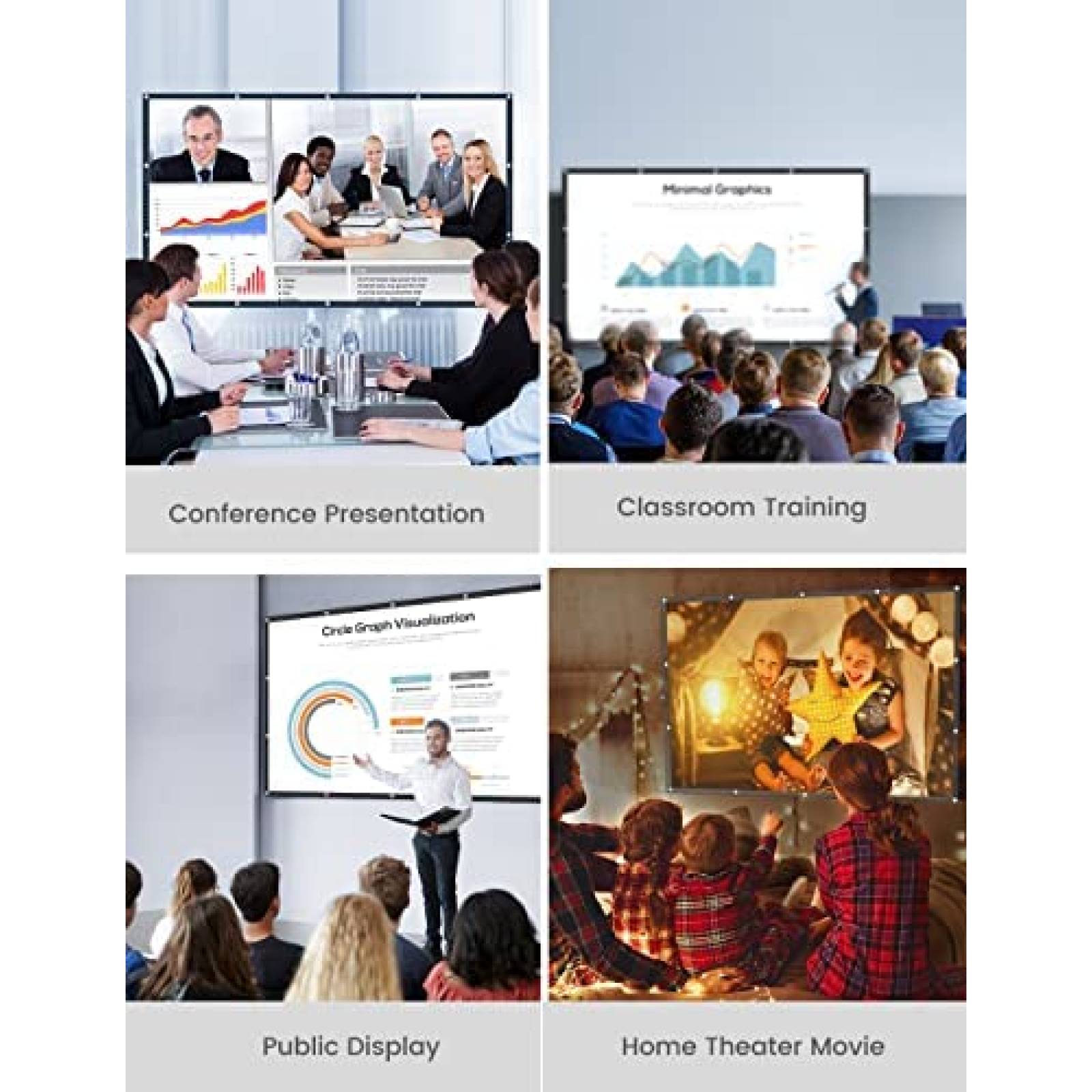 Pantalla De Proyector Anpiu 120'' 16:9 4K HD -Blanco