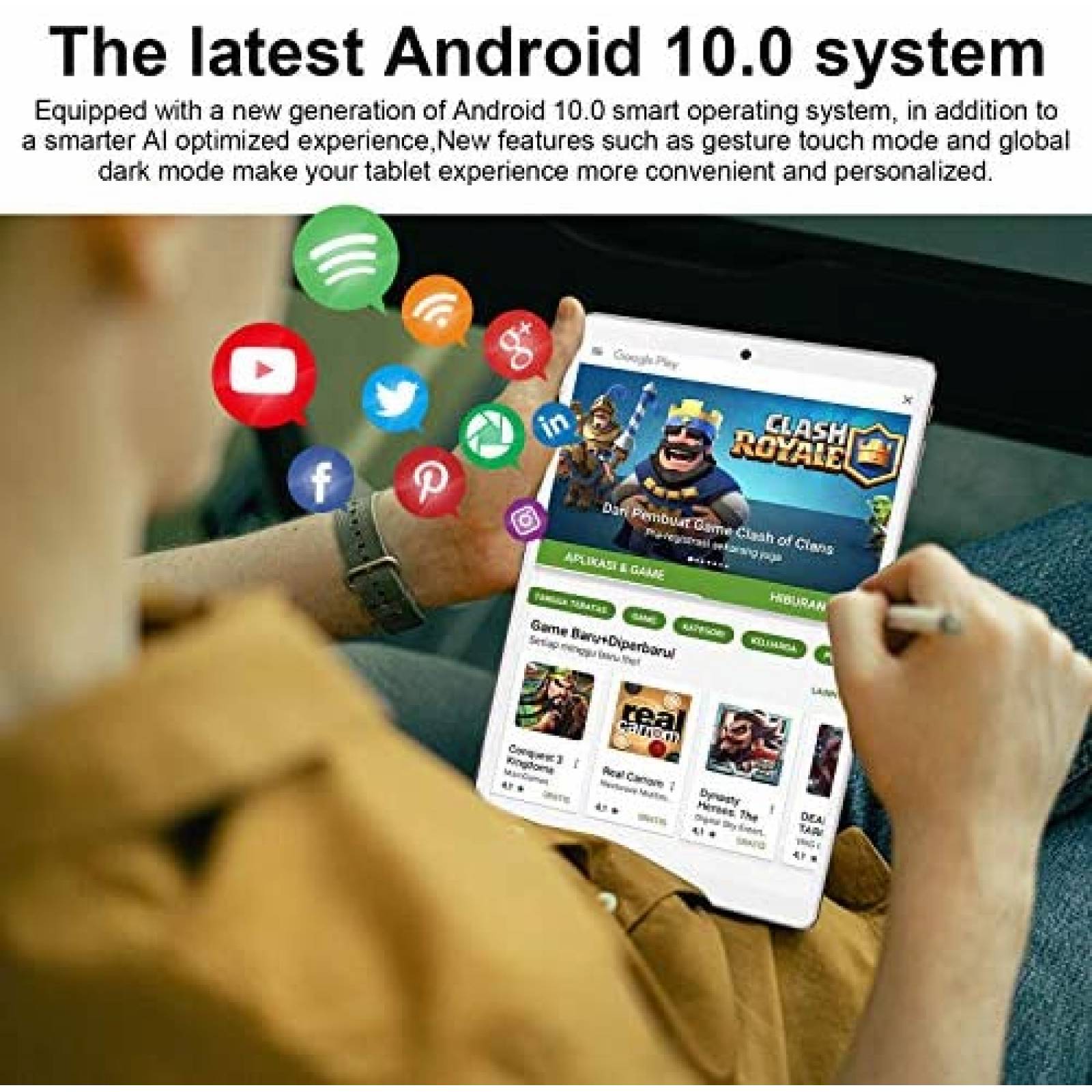 Tablet 2 en 1 AOYODKG Android 10'' 4GB/64GB -Blanco