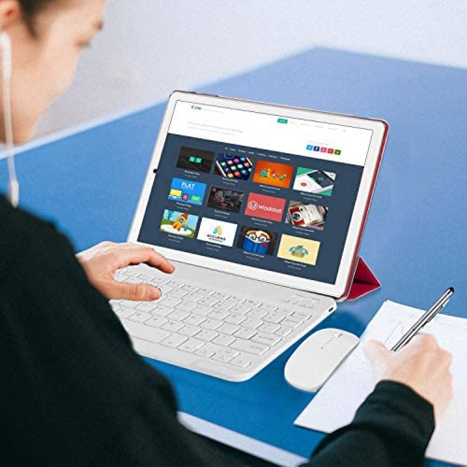 Tablet 2 en 1 AOYODKG Android 10'' 4GB/64GB -Blanco