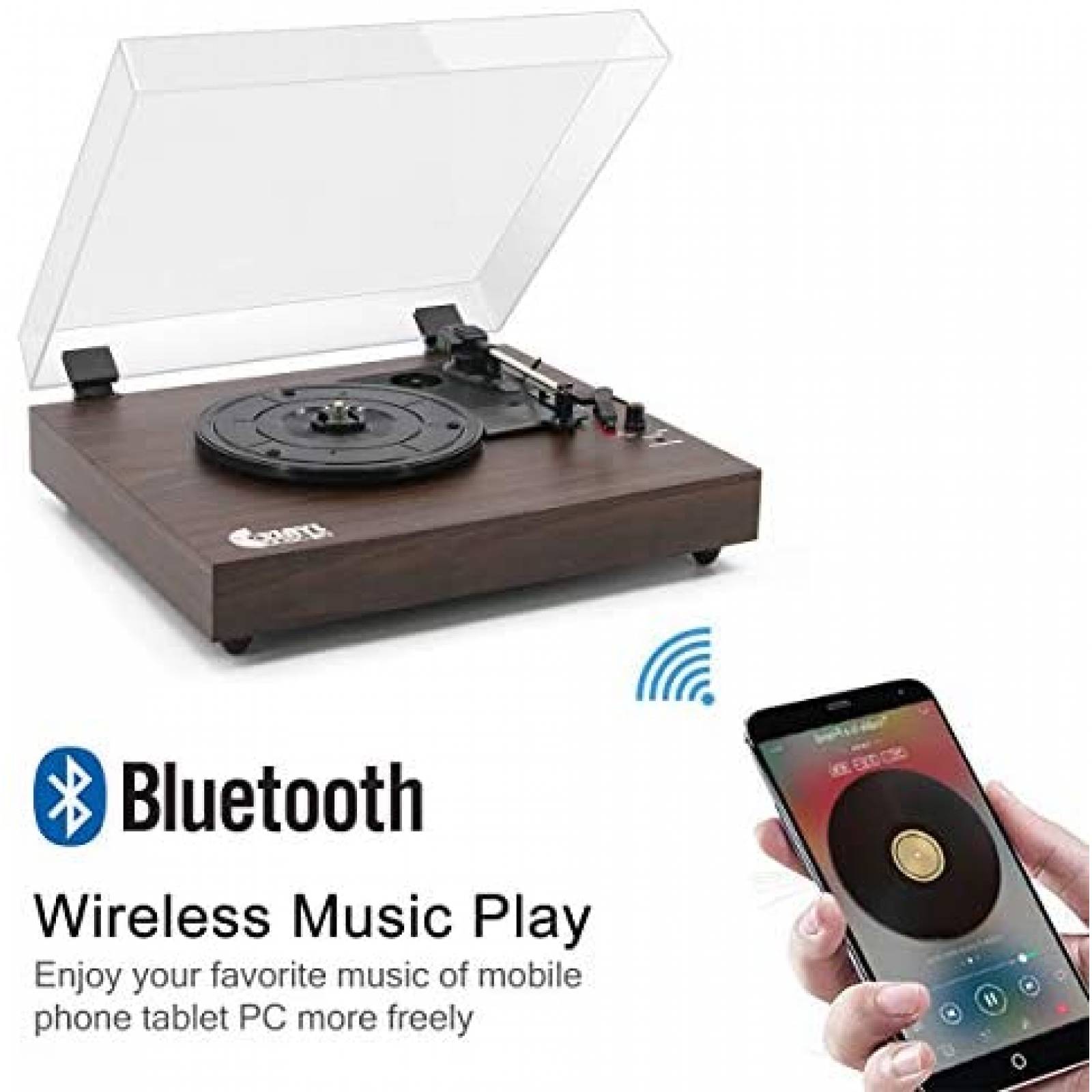 Tocadiscos VInYL MUSIC ON Retro Bluetooth con Altavoces