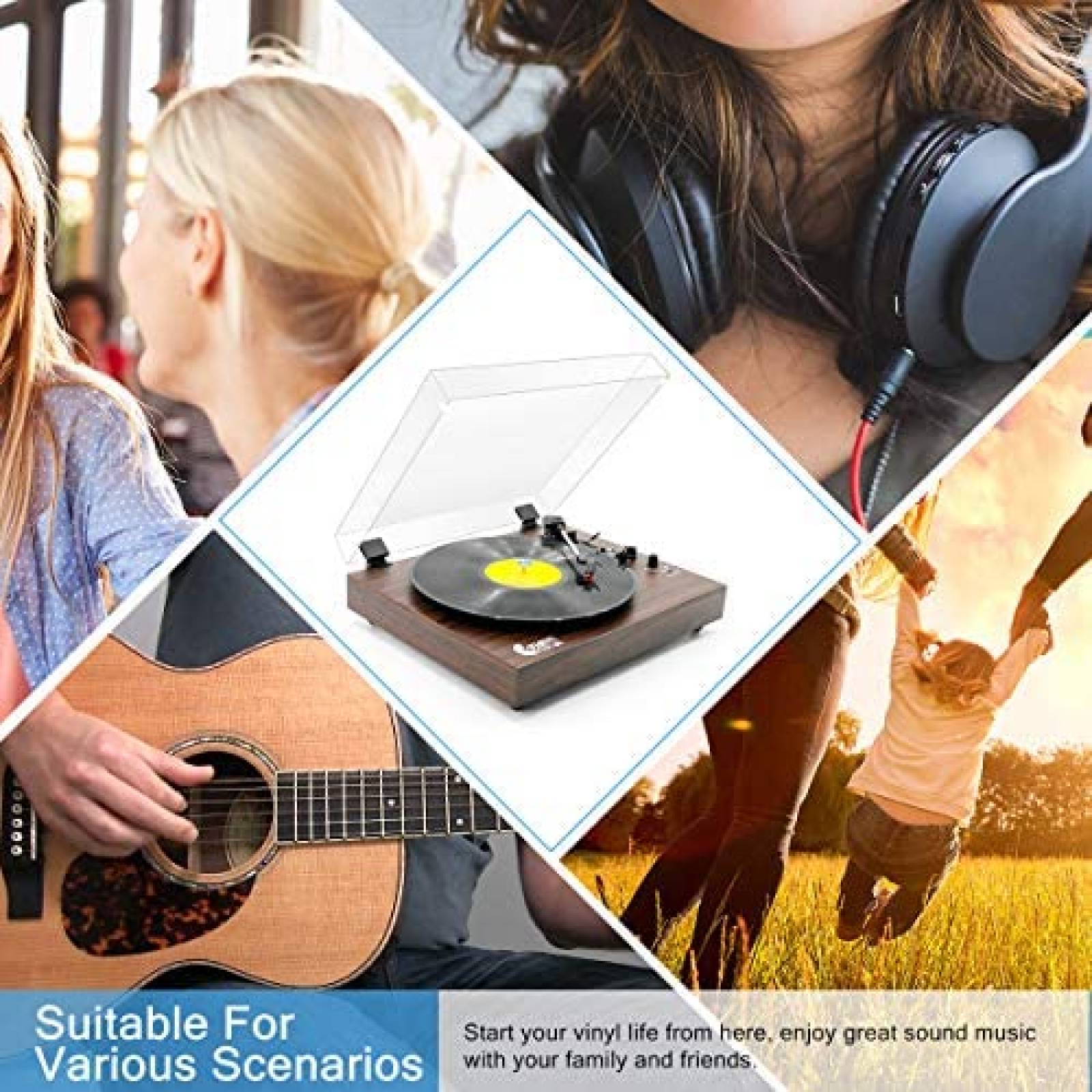 Tocadiscos VInYL MUSIC ON Retro Bluetooth con Altavoces