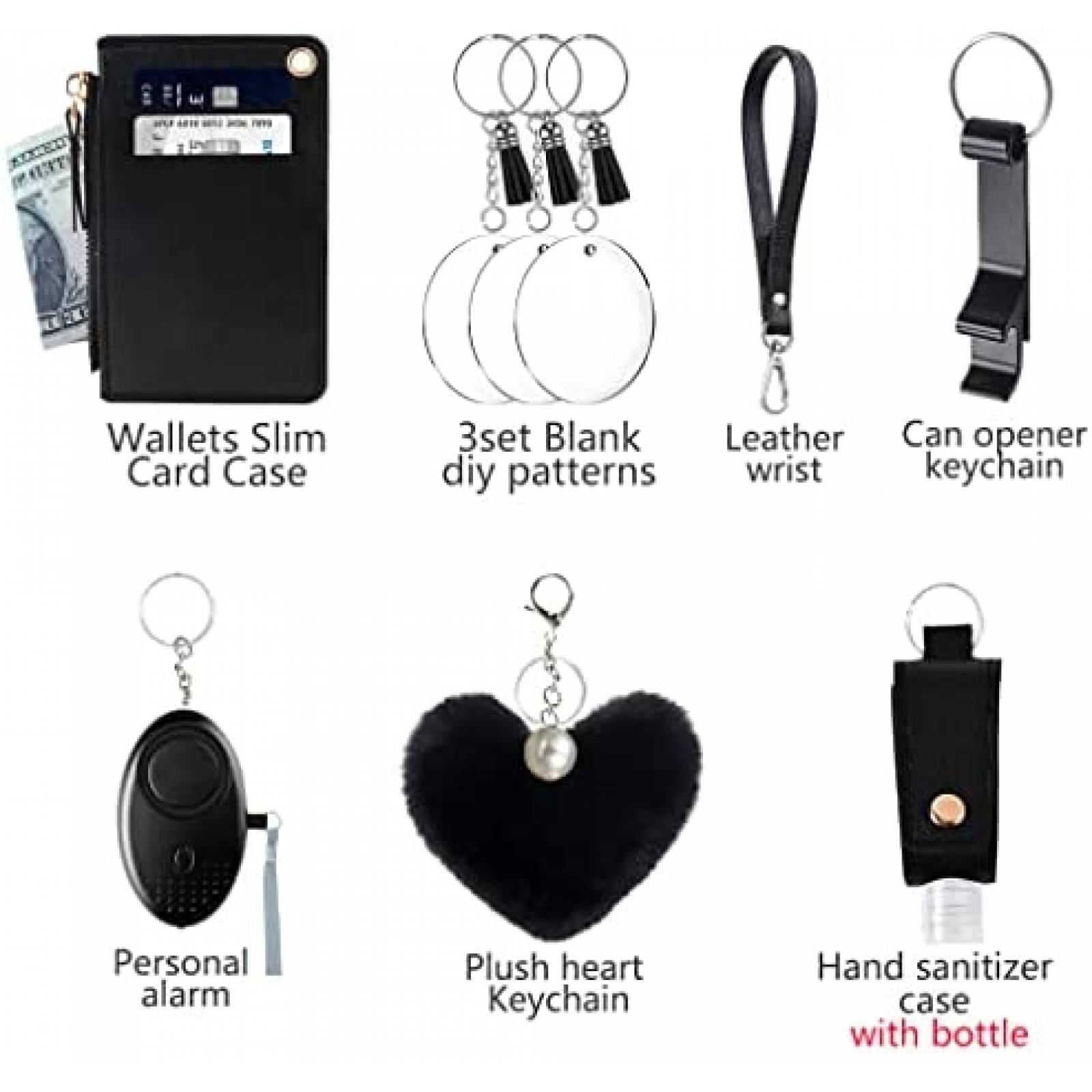 Llaveros de Defensa Personal ASOONYUM para Nio/Mujer -Negro