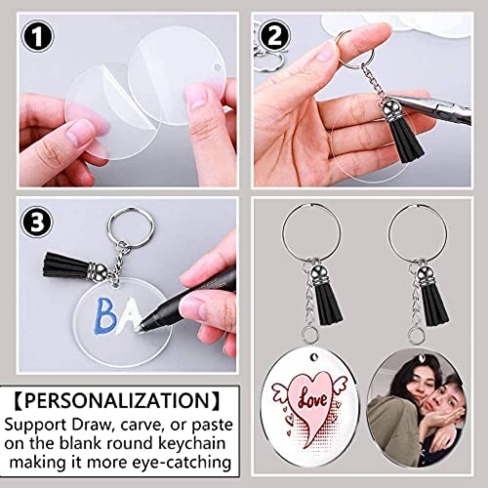 Llaveros de Defensa Personal ASOONYUM para Nio/Mujer -Negro