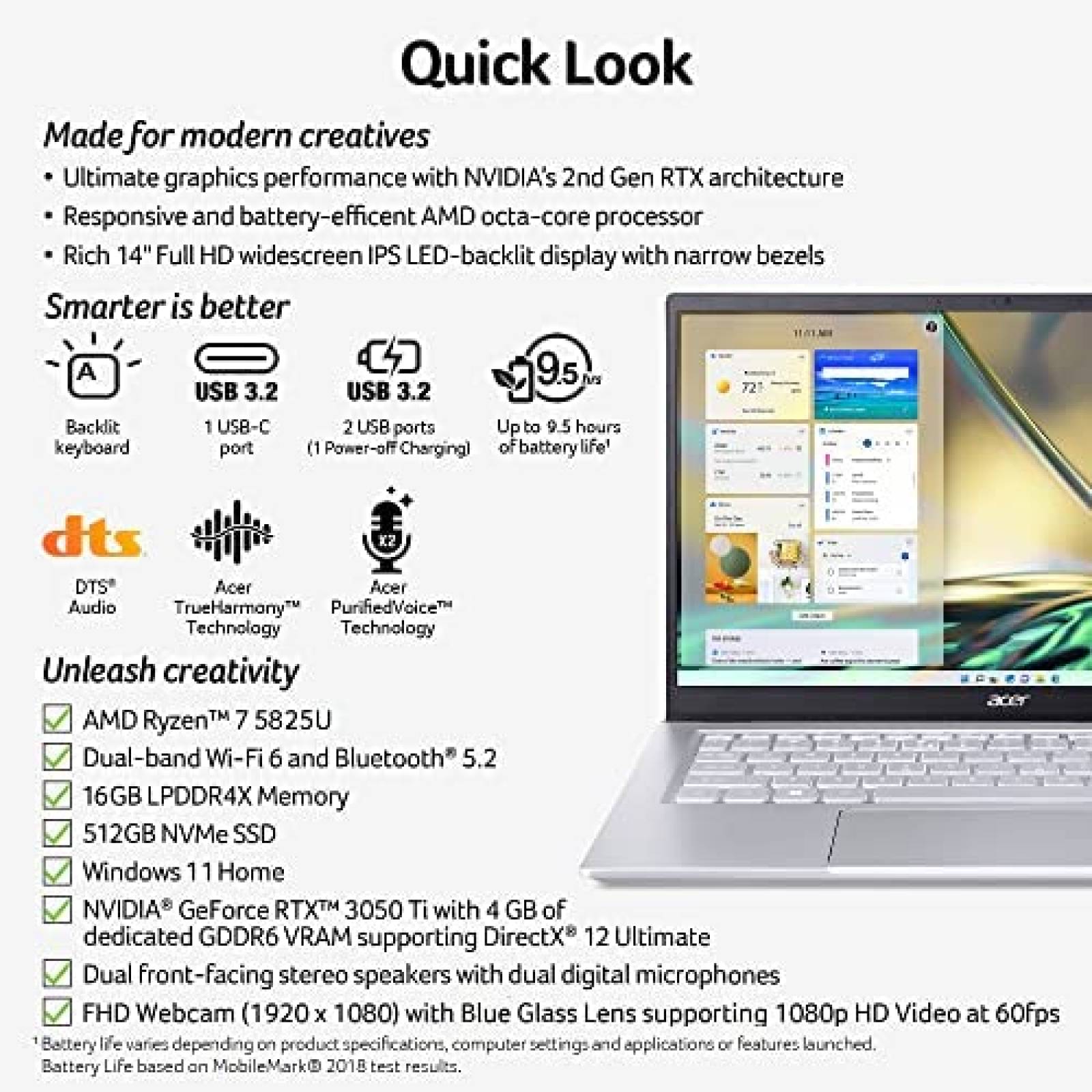 Laptop Acer Swift X SFX14-42G-R607 R7 16GB 512GB RTX 3050 Ti