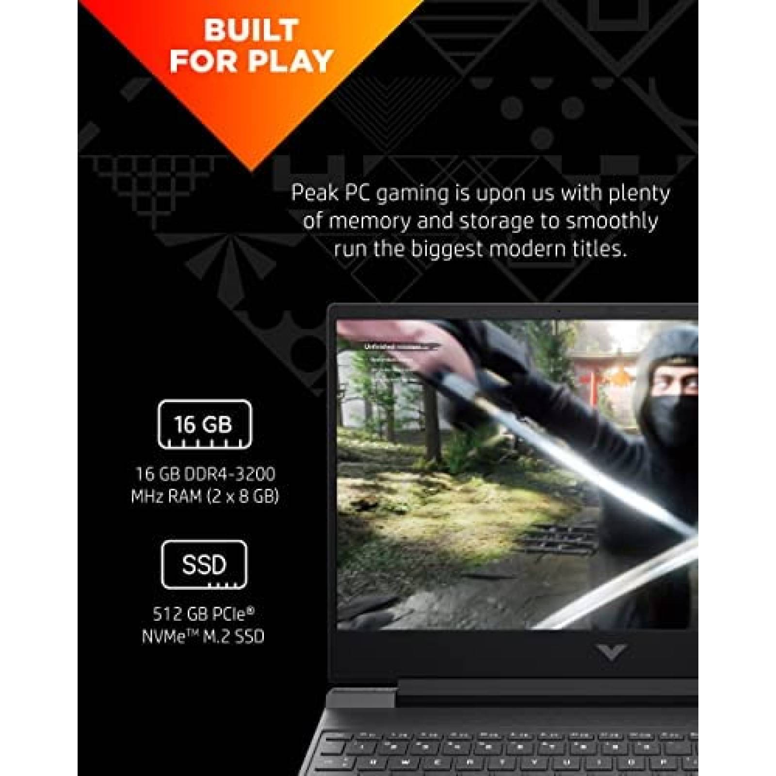 Laptop Gamer HP Victus 15.6'' Ryzen 7 16GB -Plateado