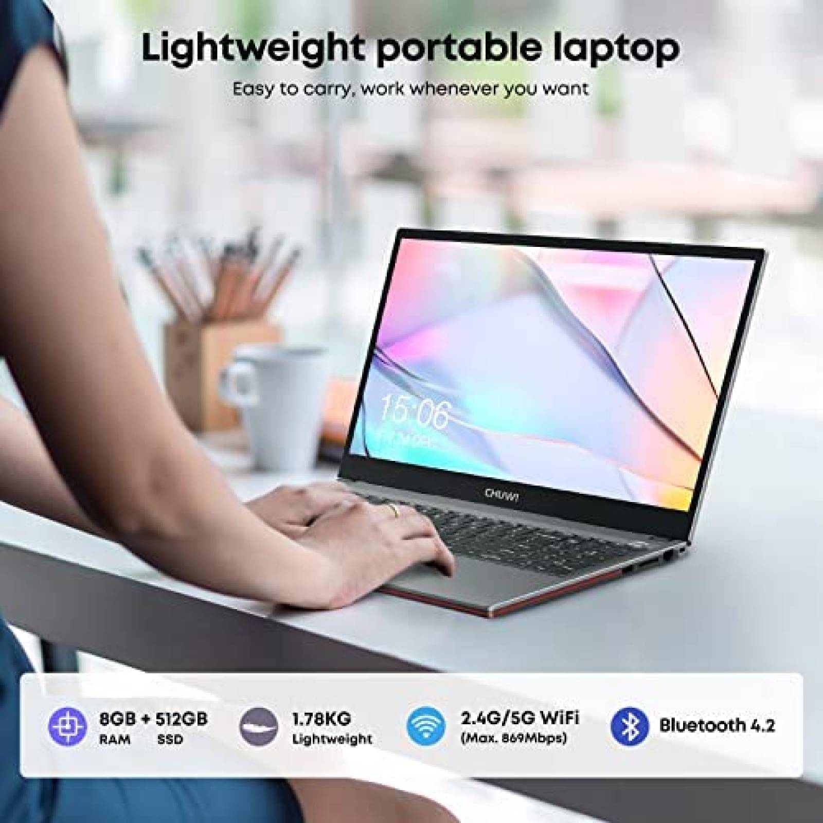 Laptop CHUWI CoreBook 15.6'' i5 8GB RMA 512GB ROM -Gris