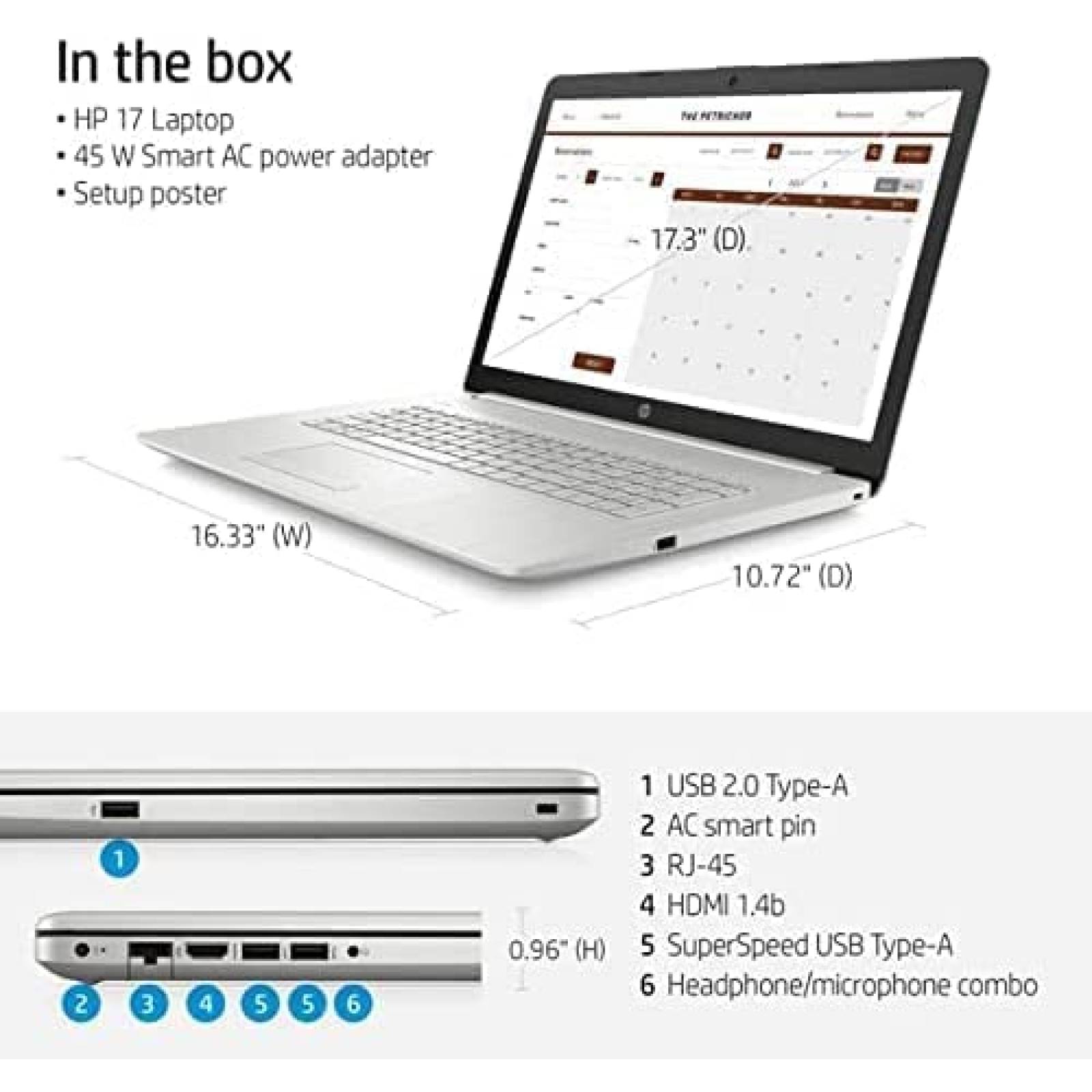 Laptop HP Pavillion 17.3" Intel Core i5 16GB 512GB -Blanco