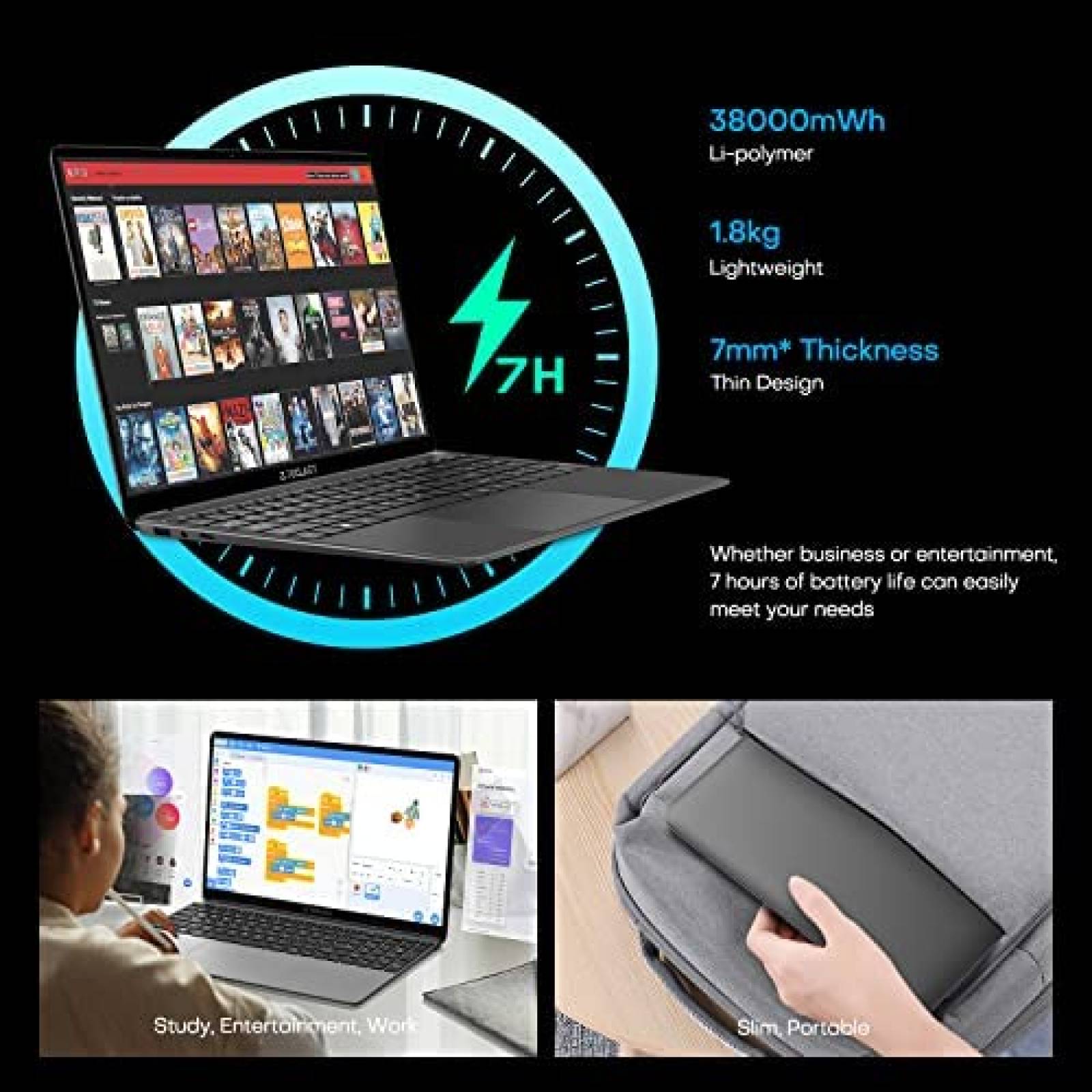 Laptop Gamer TECLAST F15S 15.6'' N4020 6GB 128GB -Negro