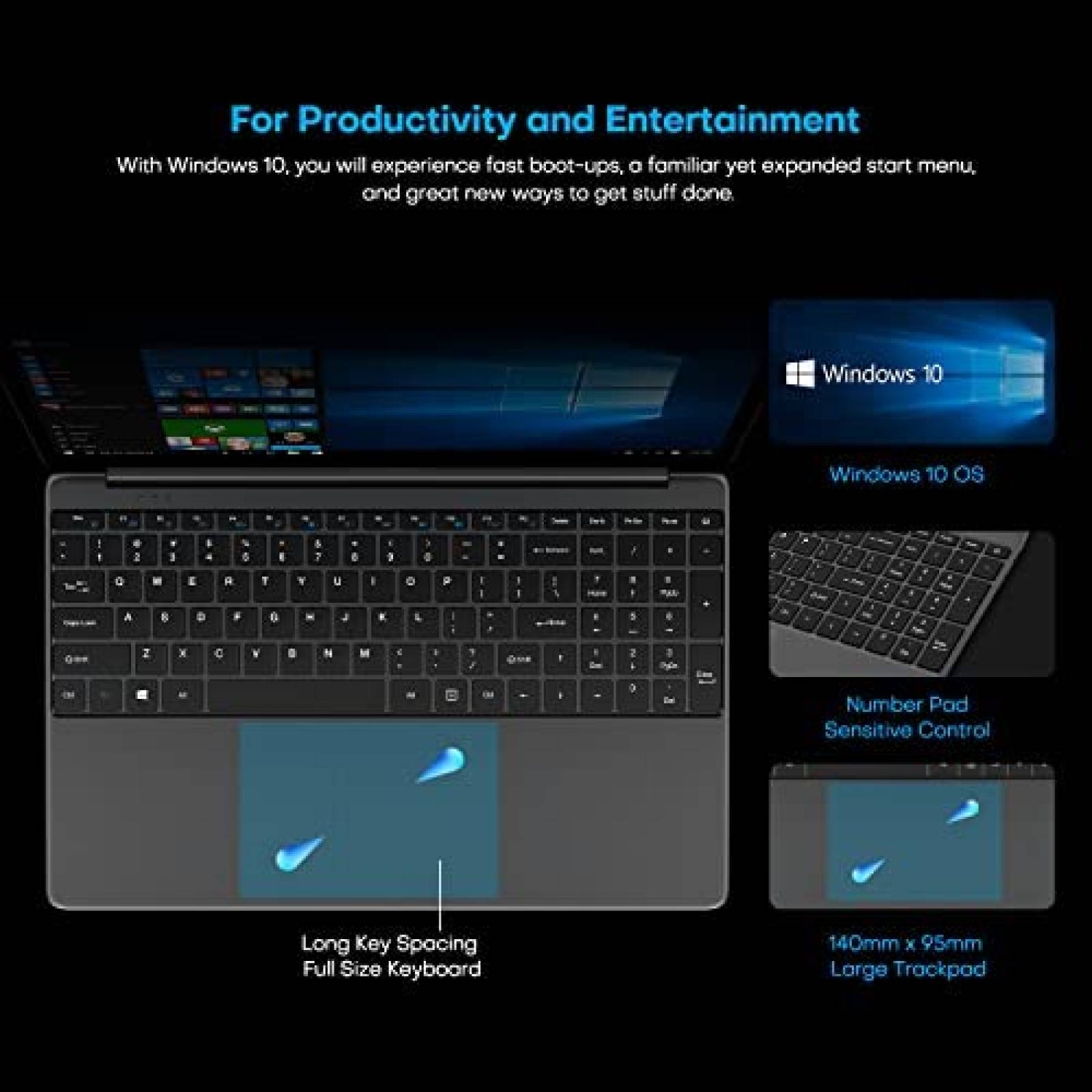 Laptop Gamer TECLAST F15S 15.6'' N4020 6GB 128GB -Negro