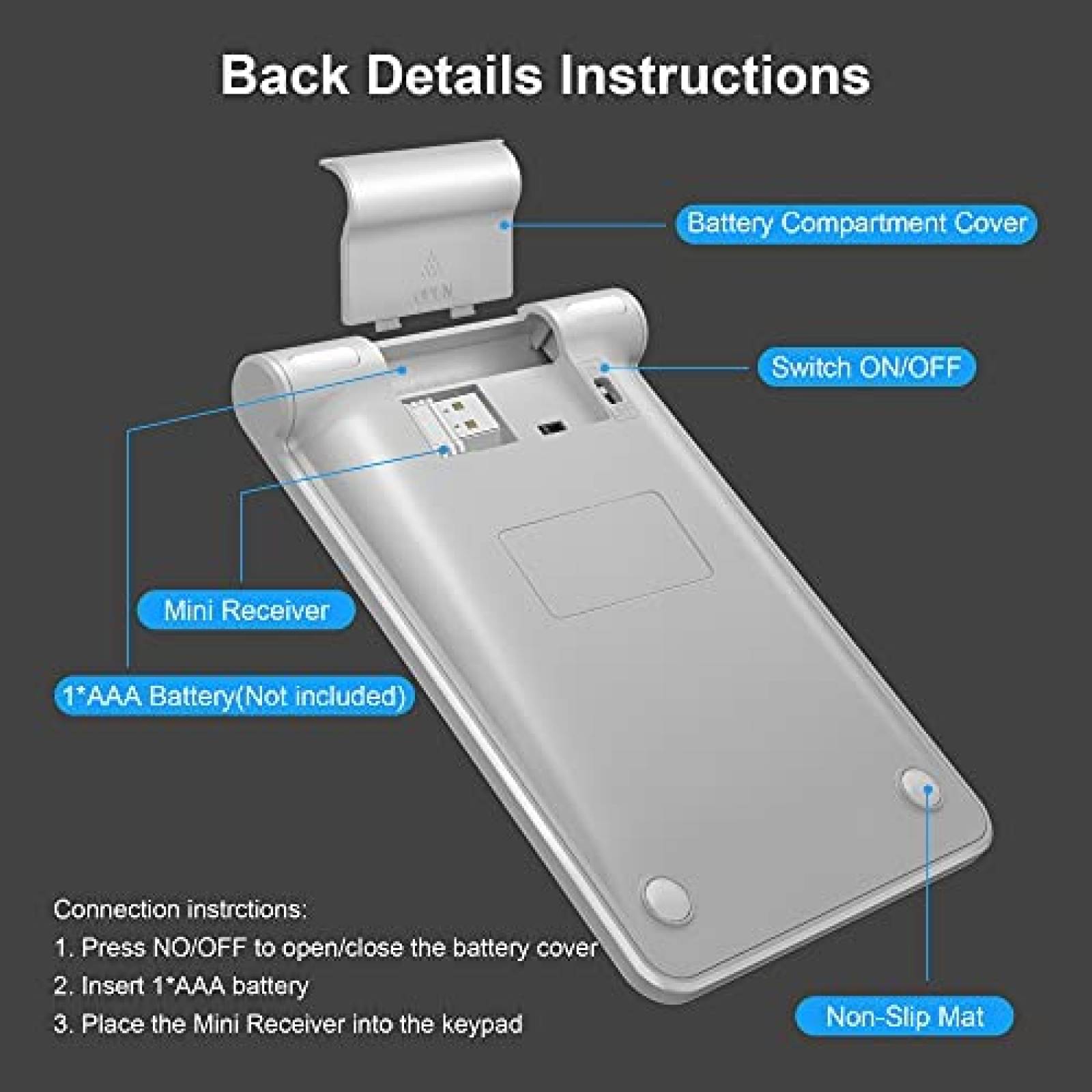 Teclado Pubiohs Numerico Inalambrico 22 Teclas -Plata