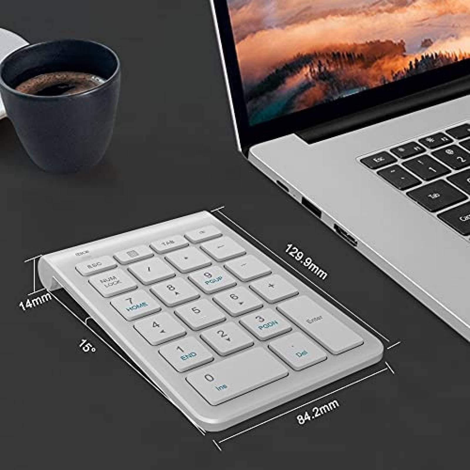 Teclado Pubiohs Numerico Inalambrico 22 Teclas -Plata