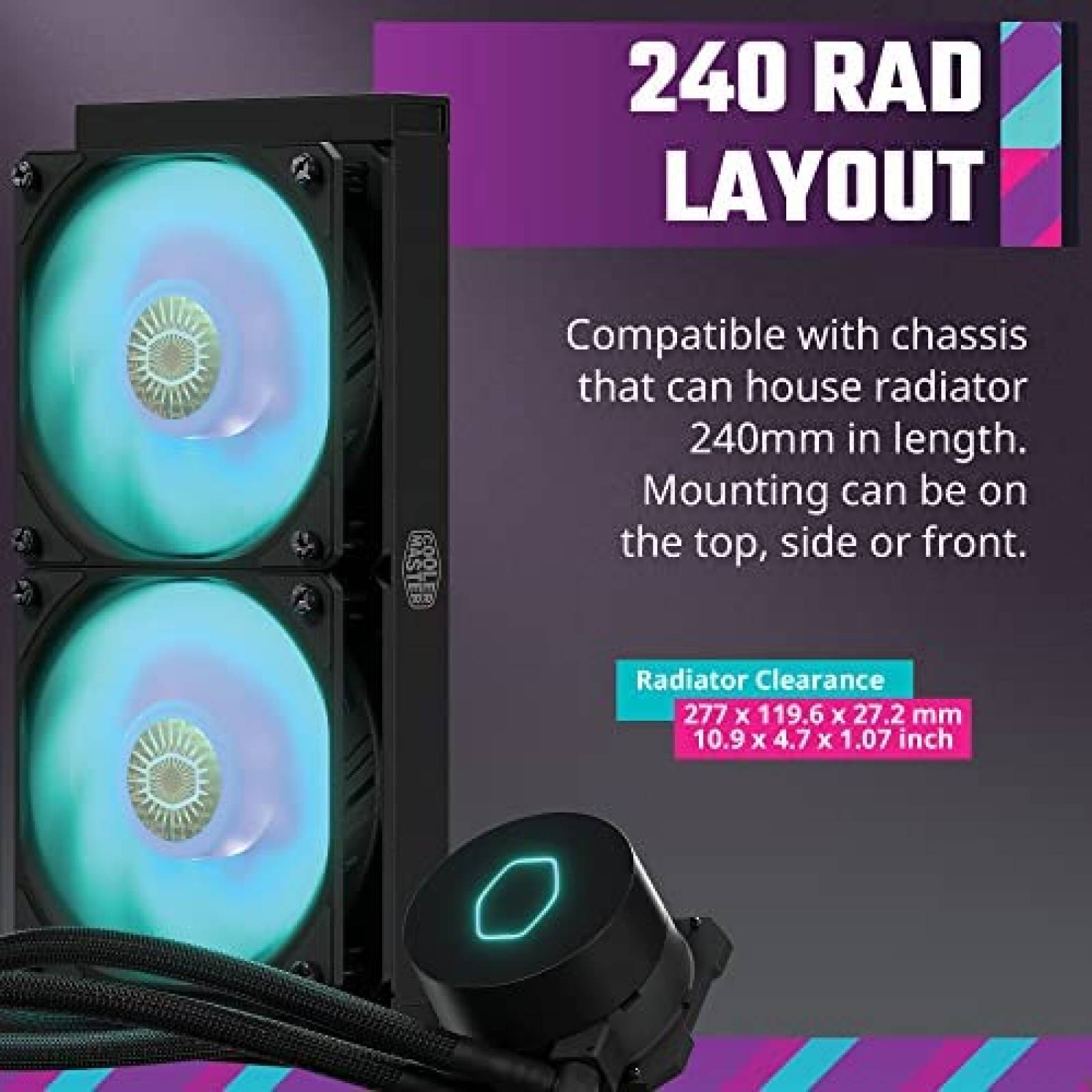 Enfriador de Liquido Cooler Master Ventiladores RGB Para CPU