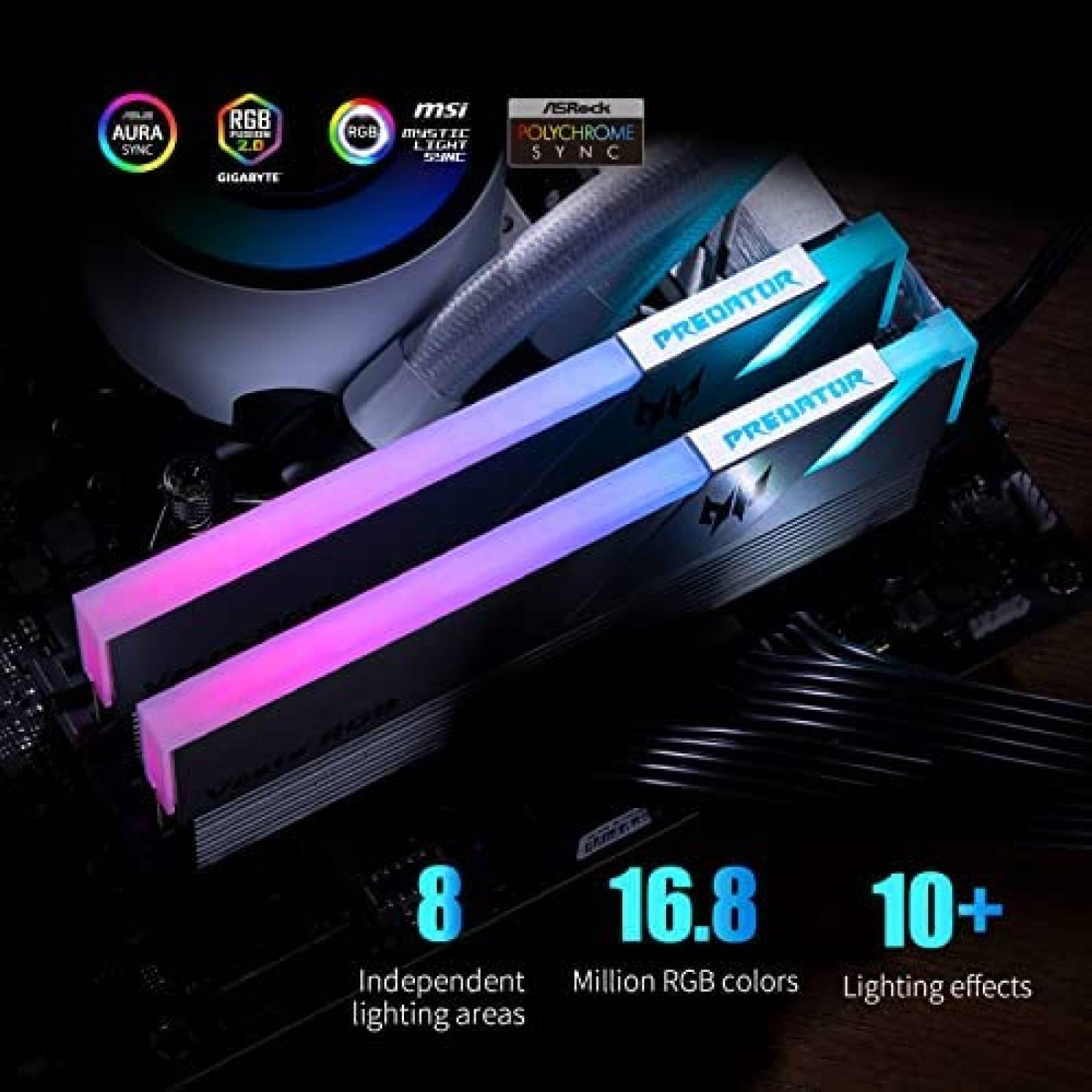 RAM RGB Acer Predator Vesta Gamer 32G 2pz 16GB DDR4 3200MHz