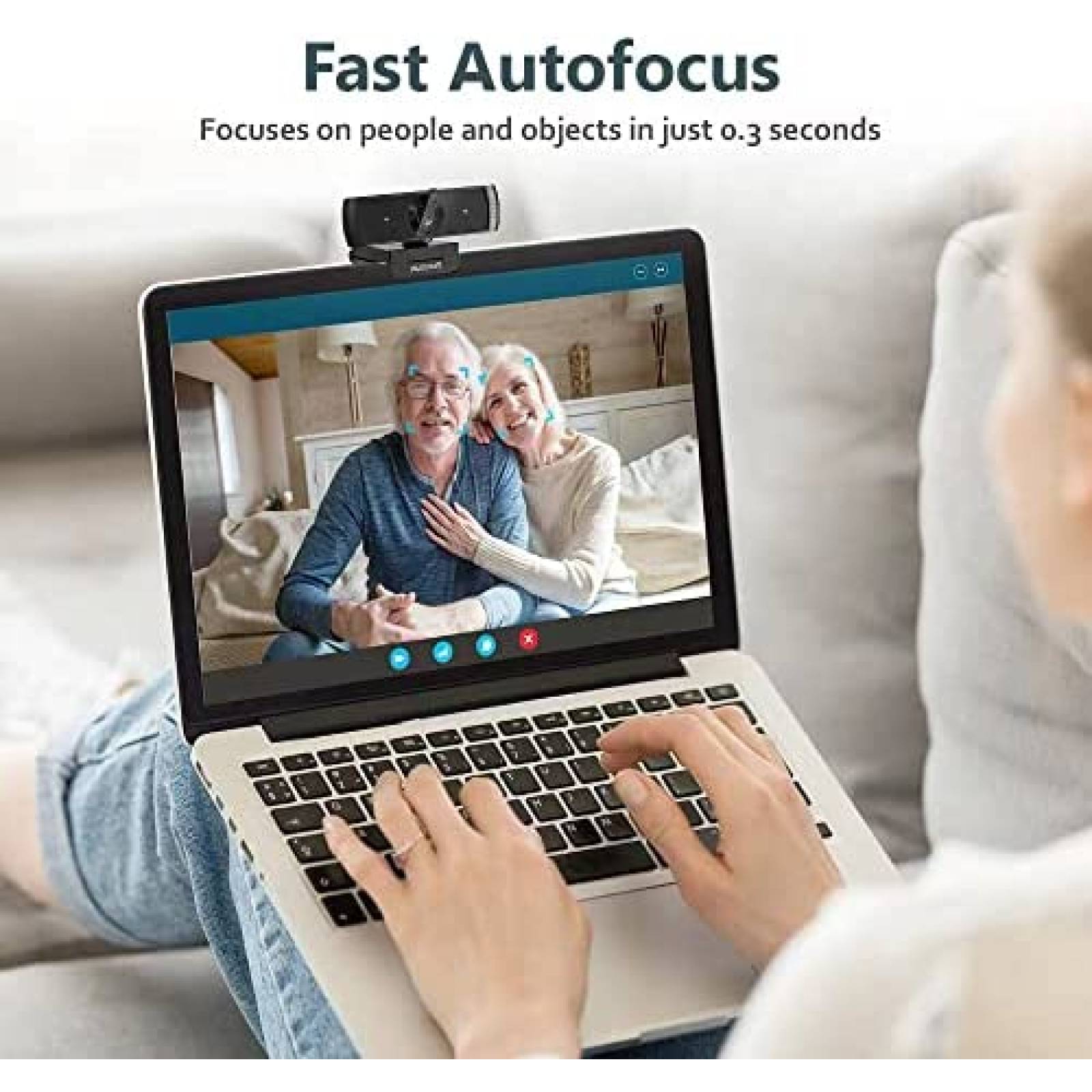 Webcam AUSDOM Con Microfono Y Cubierta De Privacidad -Negro