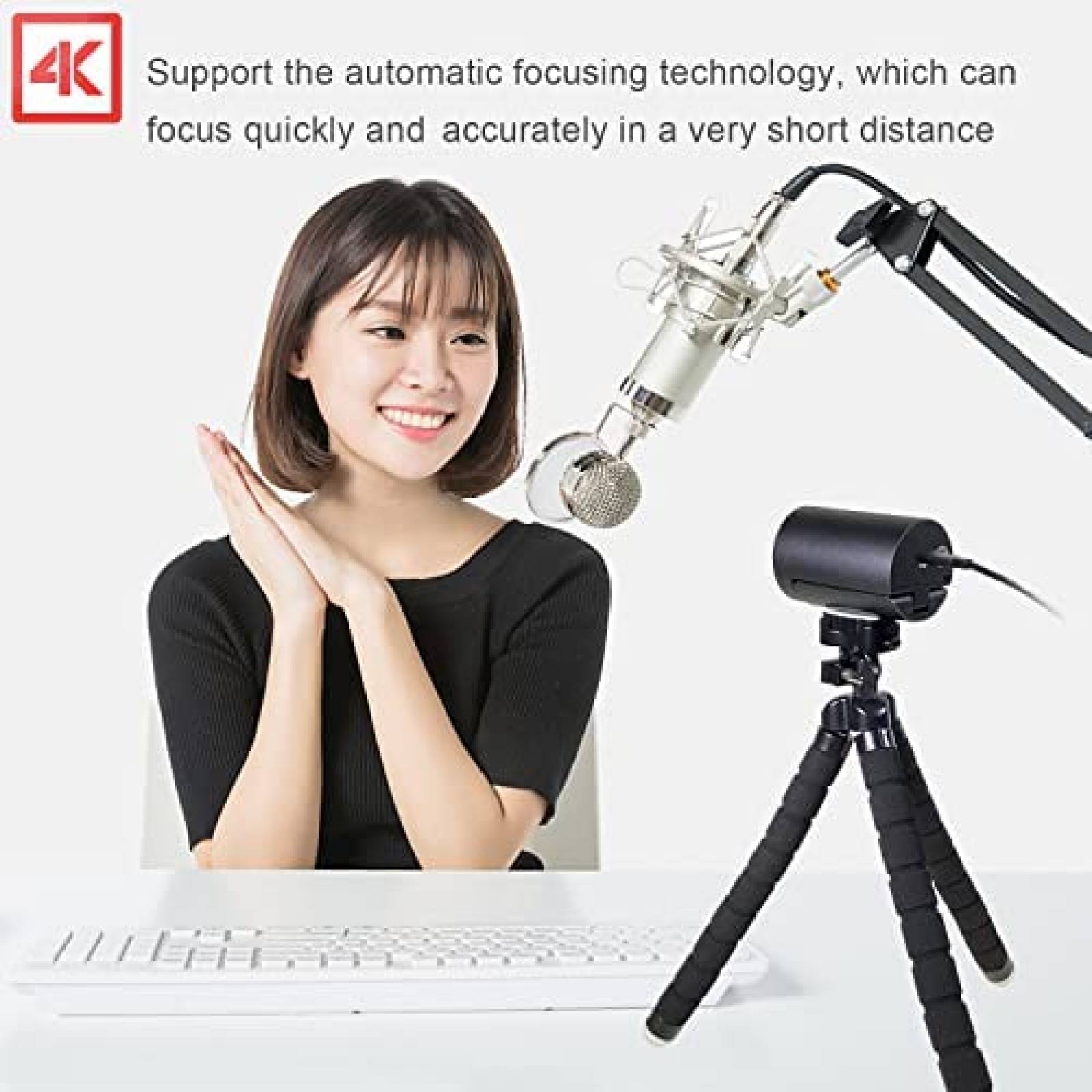 Webcam WINSAFE 4K Enfoque Automatico Microfono USB -Negro