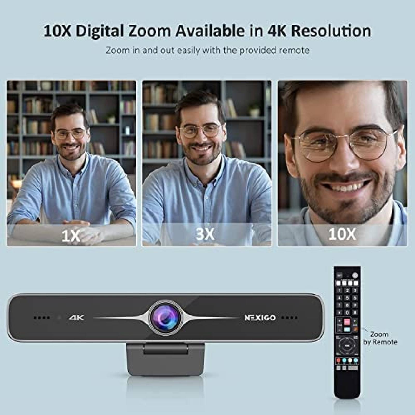Webcam Nexigo 4K Enfoque Automatico Microfono USB -Negro