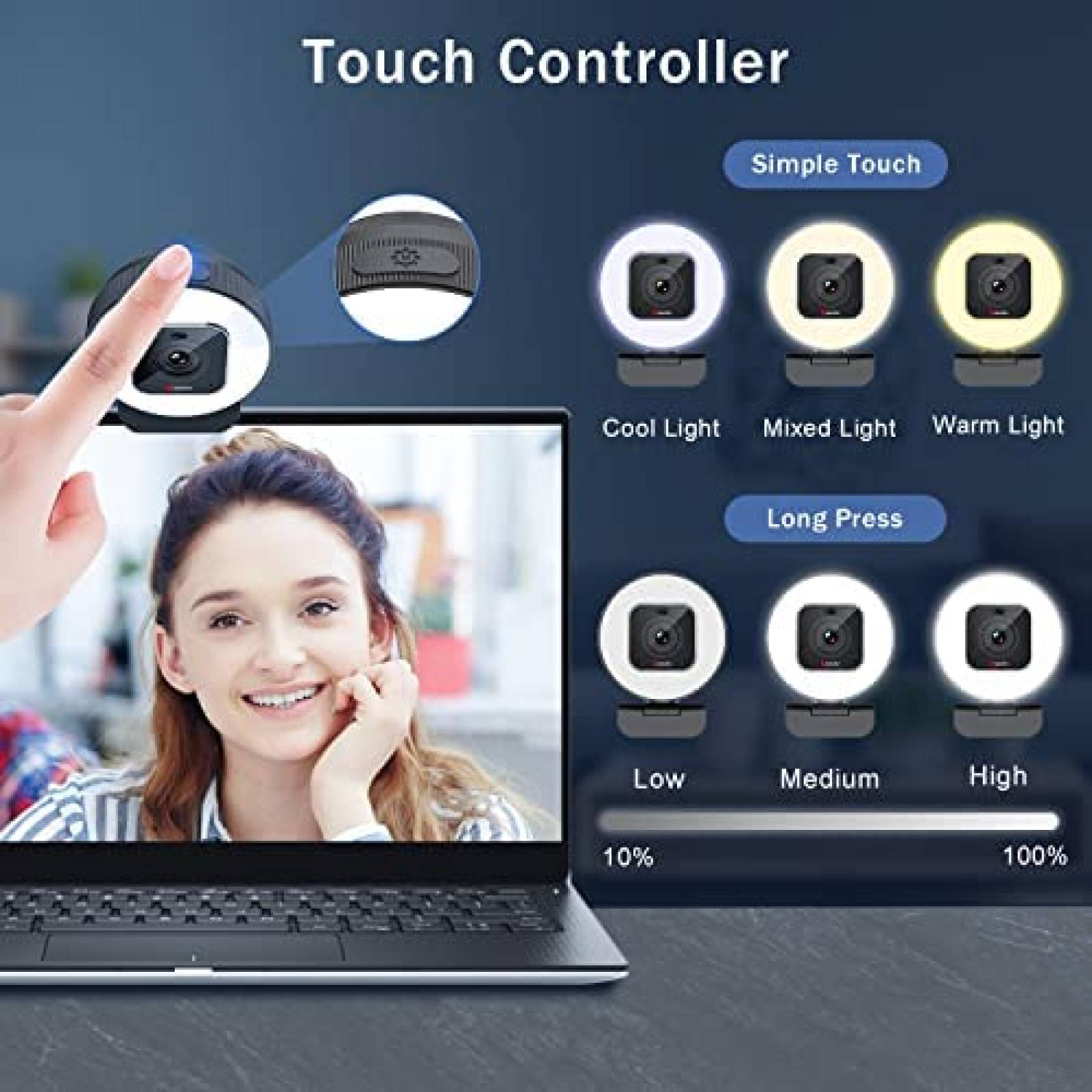 Webcam Angetube 4K Enfoque Automatico Microfono USB -Blanco